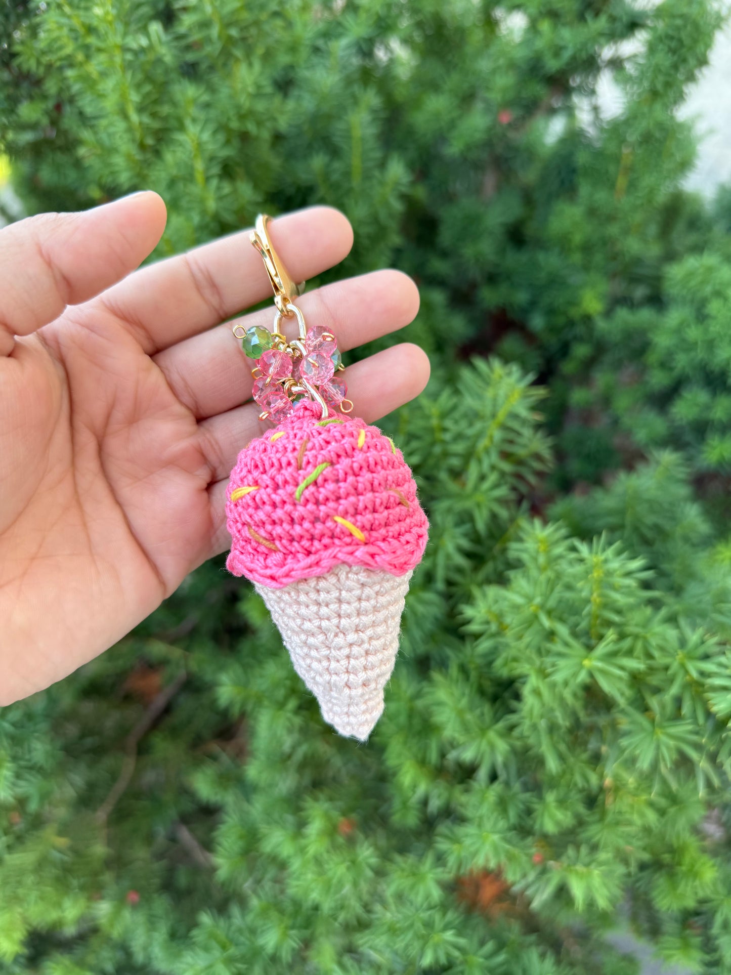 Ice Cream Crochet Keychain