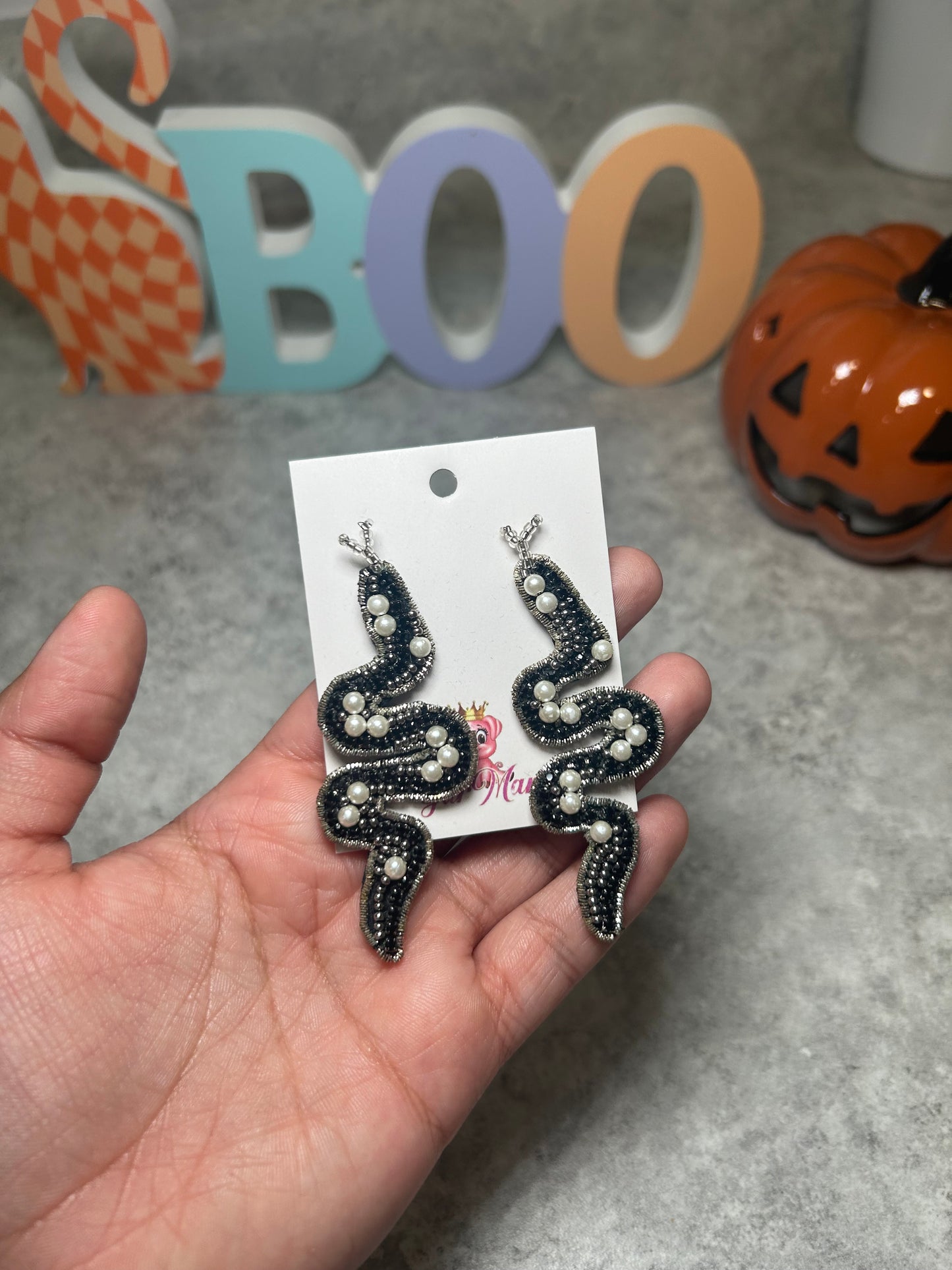 Pearl Snake Earrings