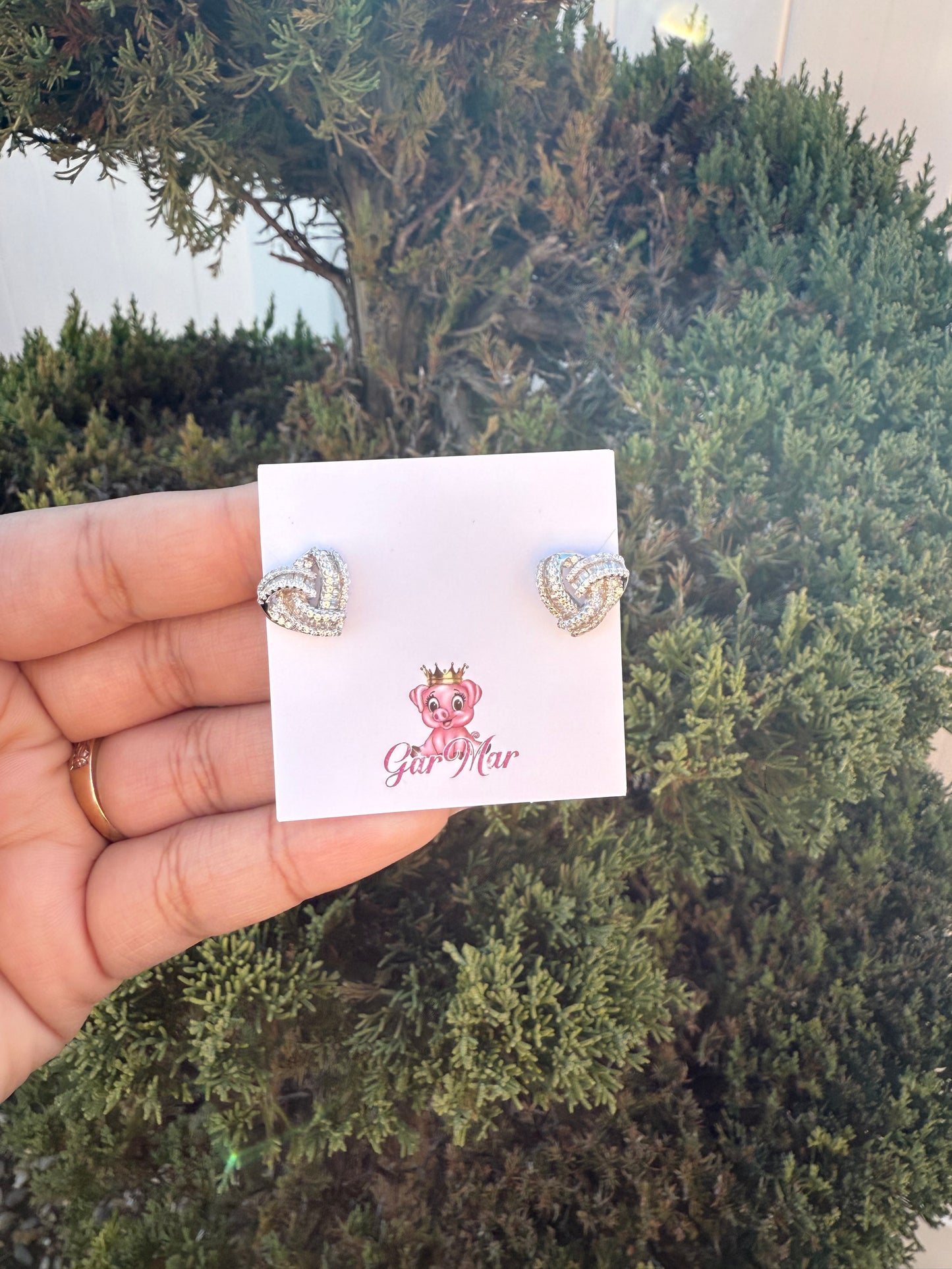 925 Silver Double Heart Studs