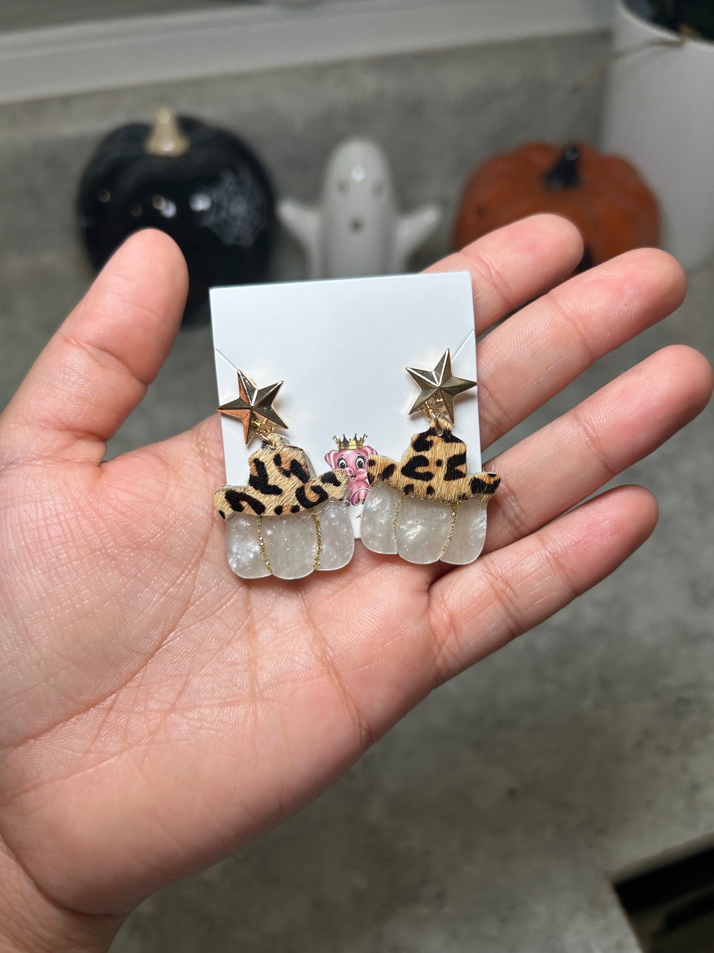 Pumpkin Cowboy Hat Earrings