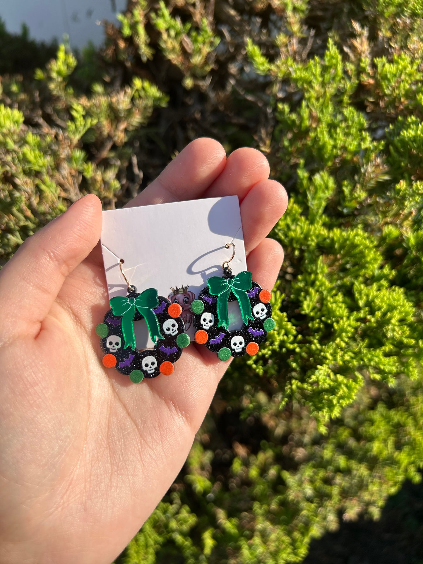 Black Halloween Wreath Earrings