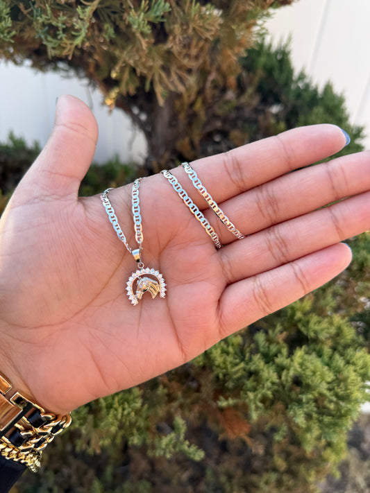925 Silver Spiked Horseshoe Chain