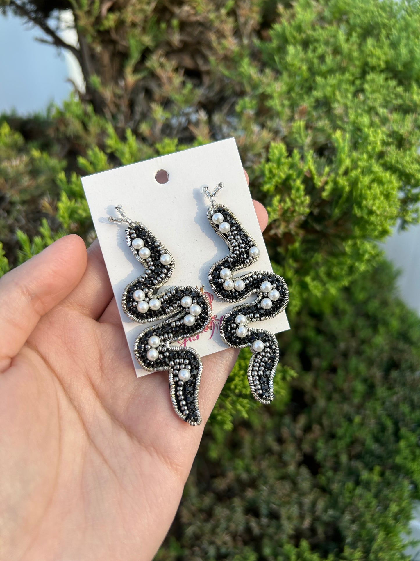 Pearl Snake Earrings
