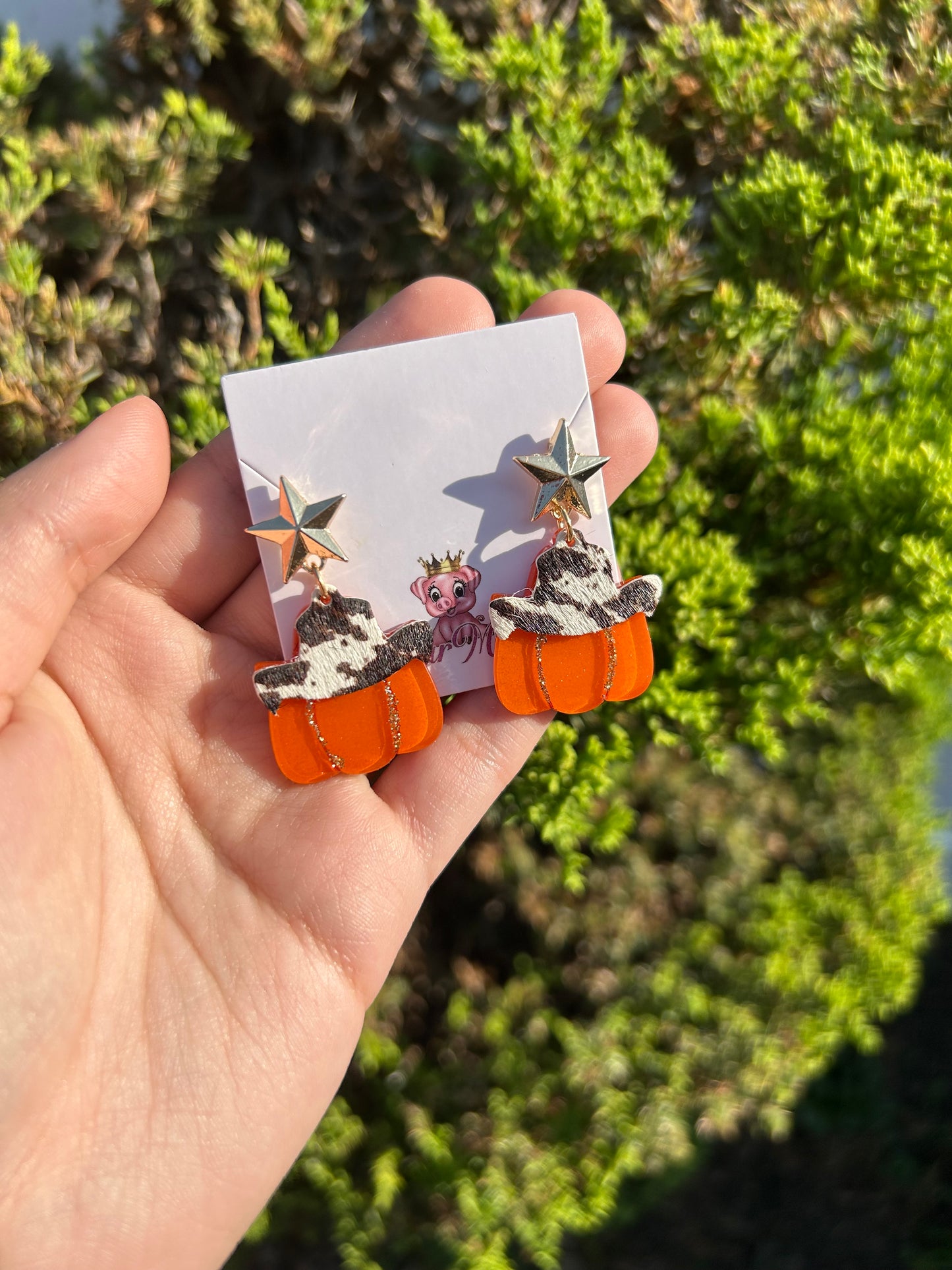 Pumpkin Cowboy Hat Earrings
