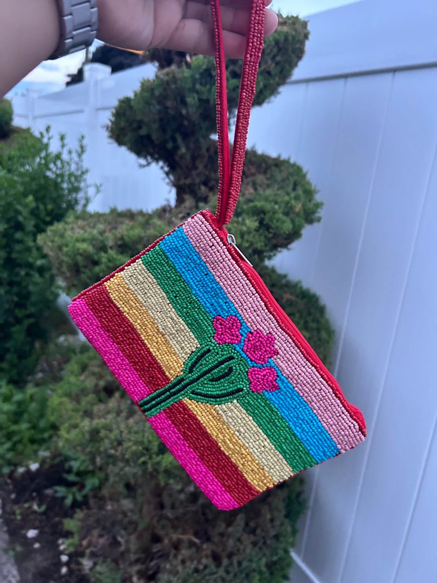 Cactus Beaded Wristlet