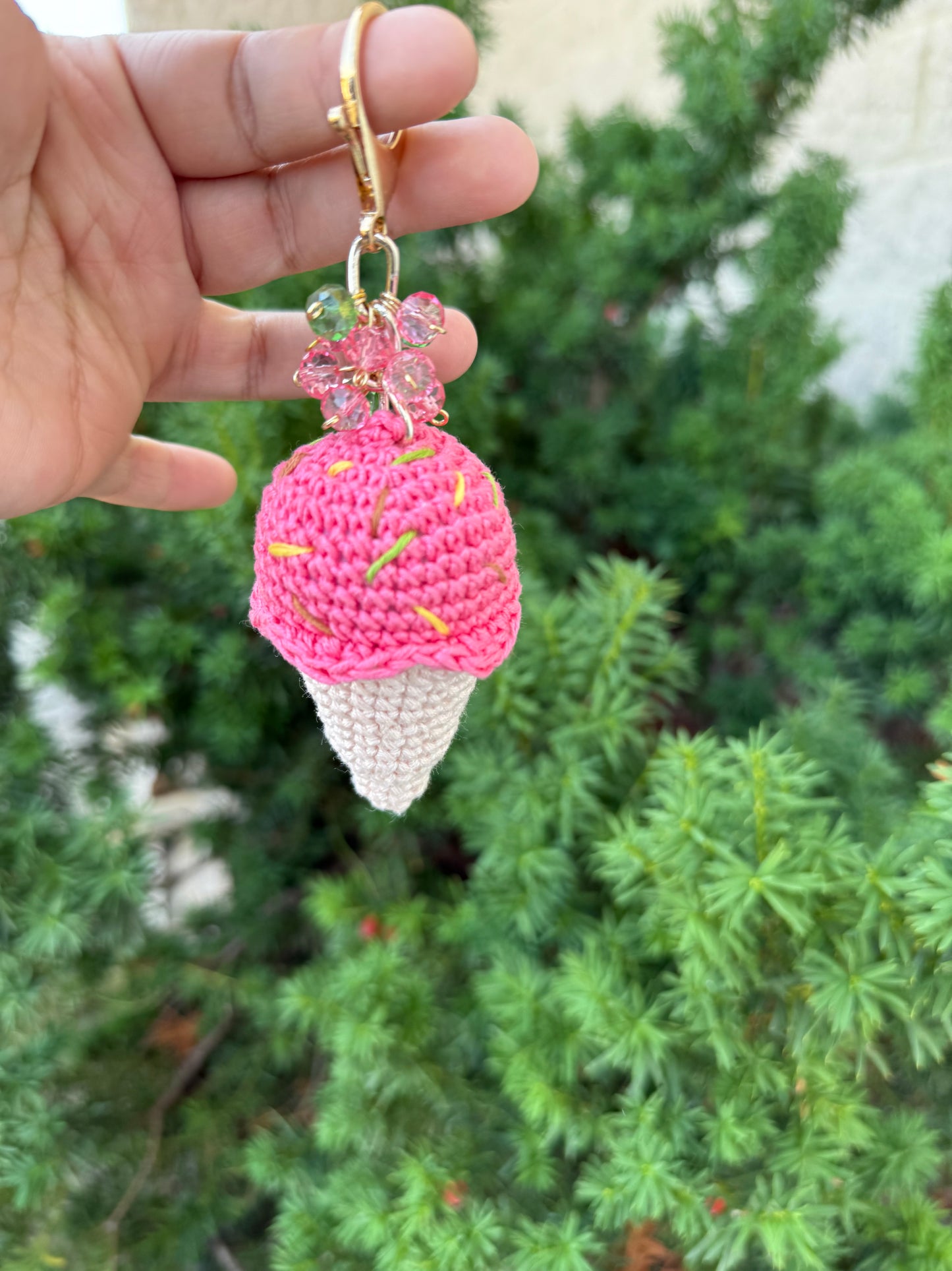 Ice Cream Crochet Keychain