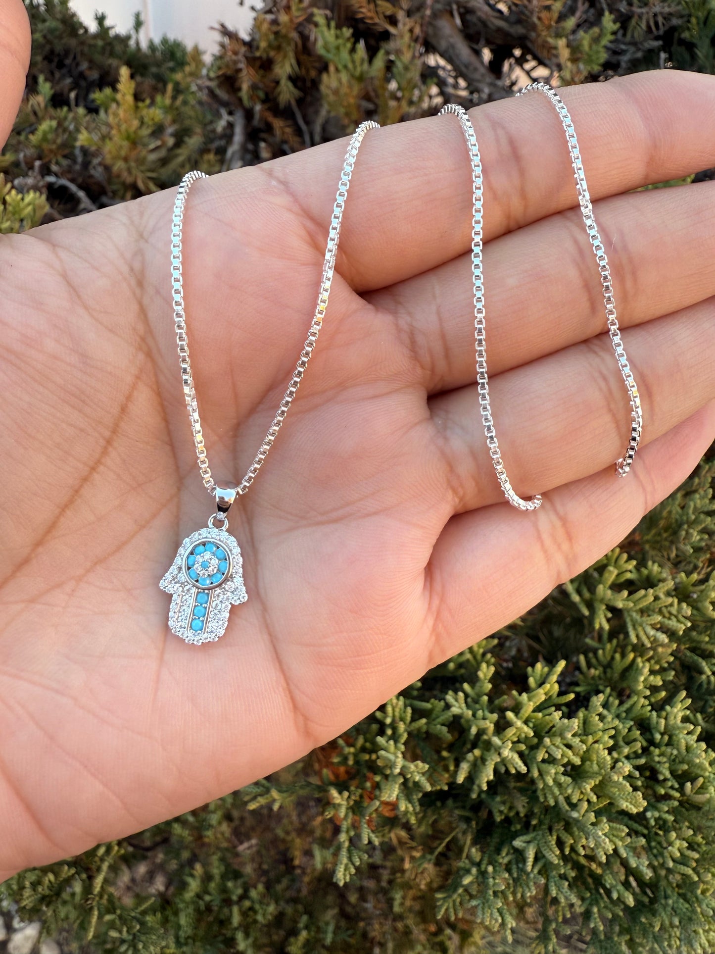 925 Silver Mano De Fatima Necklace