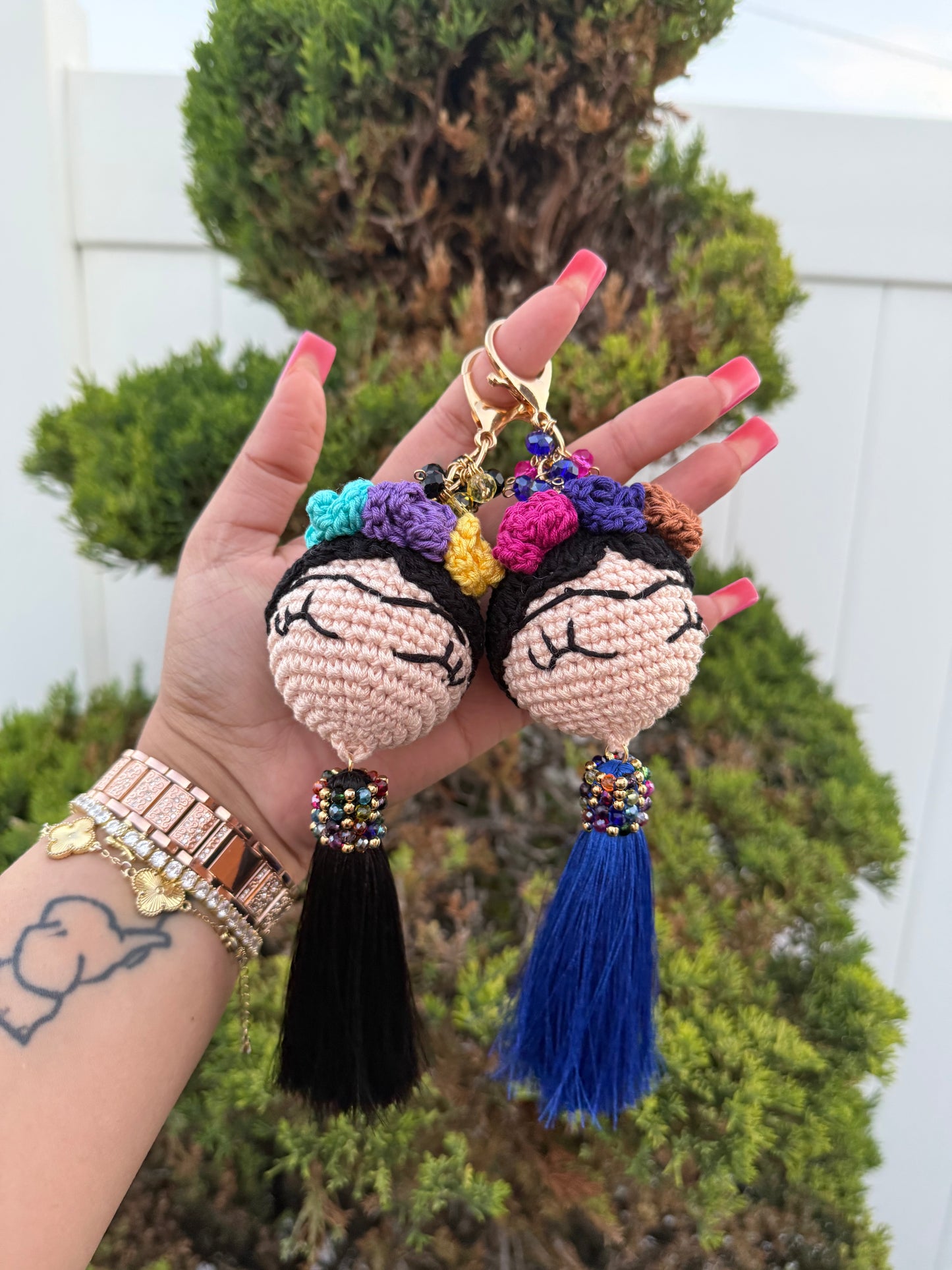 Frida Khalo Crochet Keychain