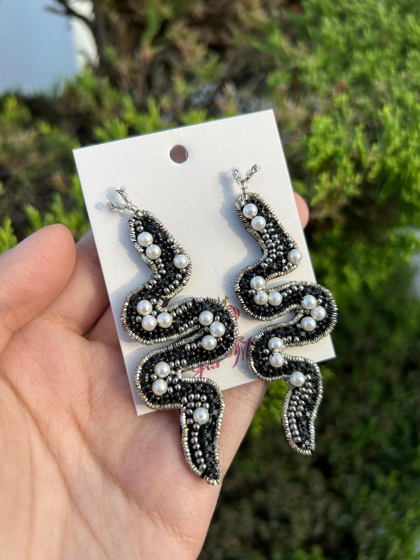 Pearl Snake Earrings