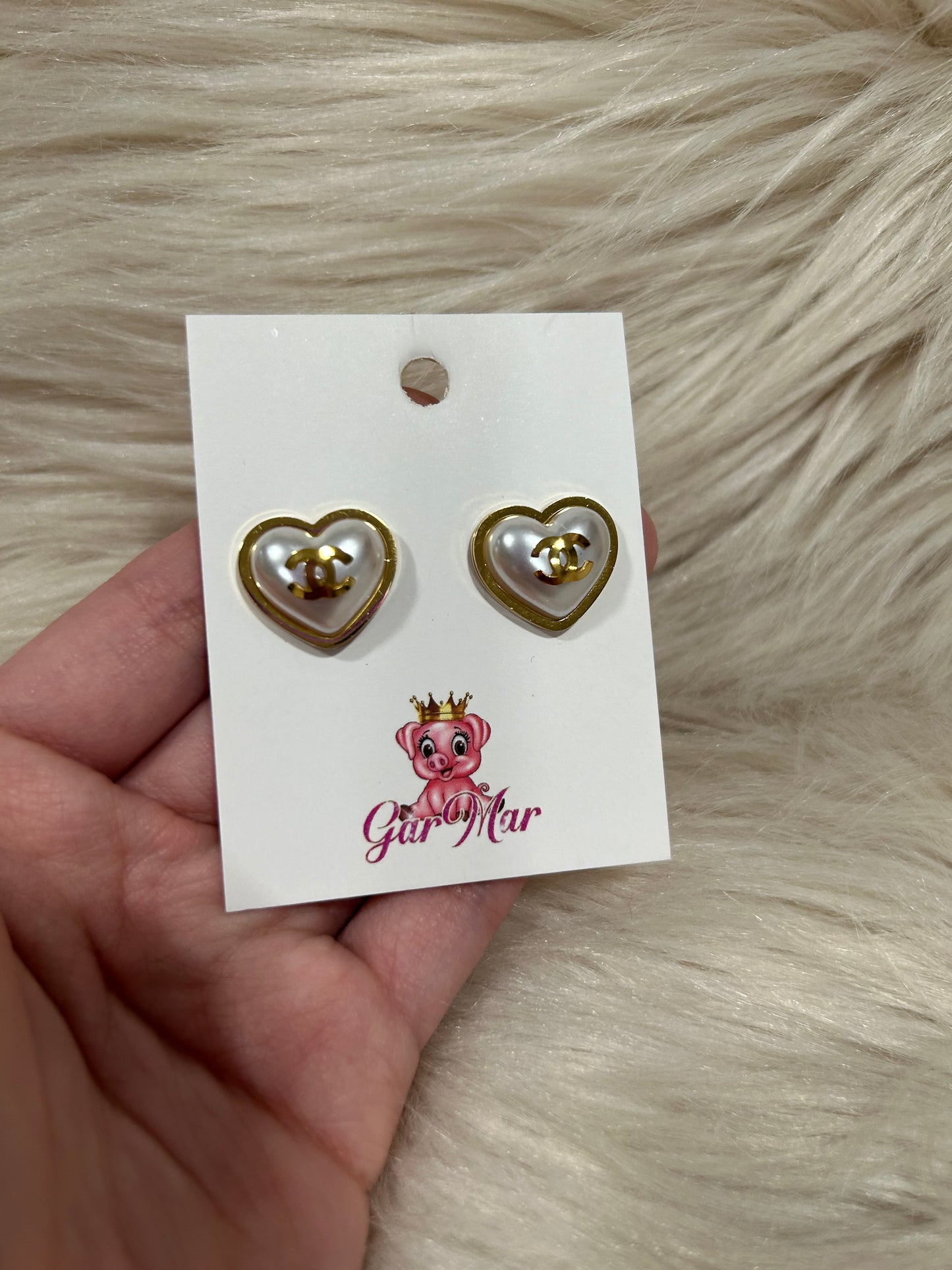Heart Pearl Stud