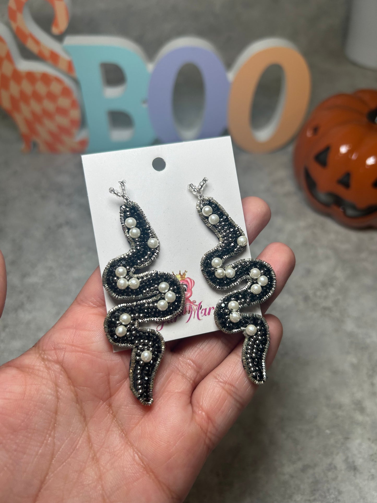 Pearl Snake Earrings