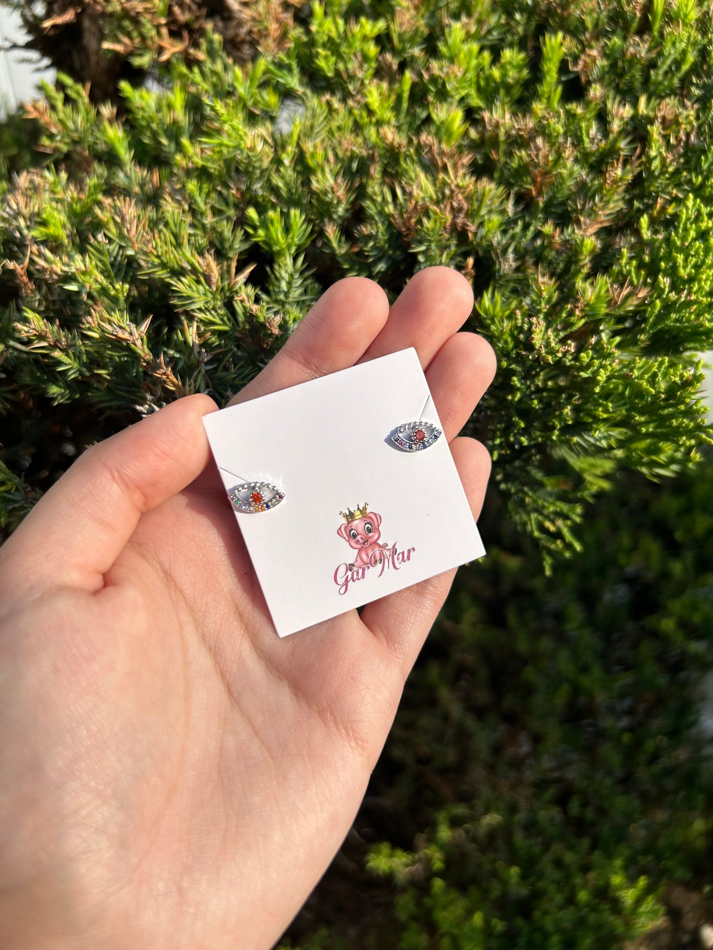 Silver Orange Ojito Studs