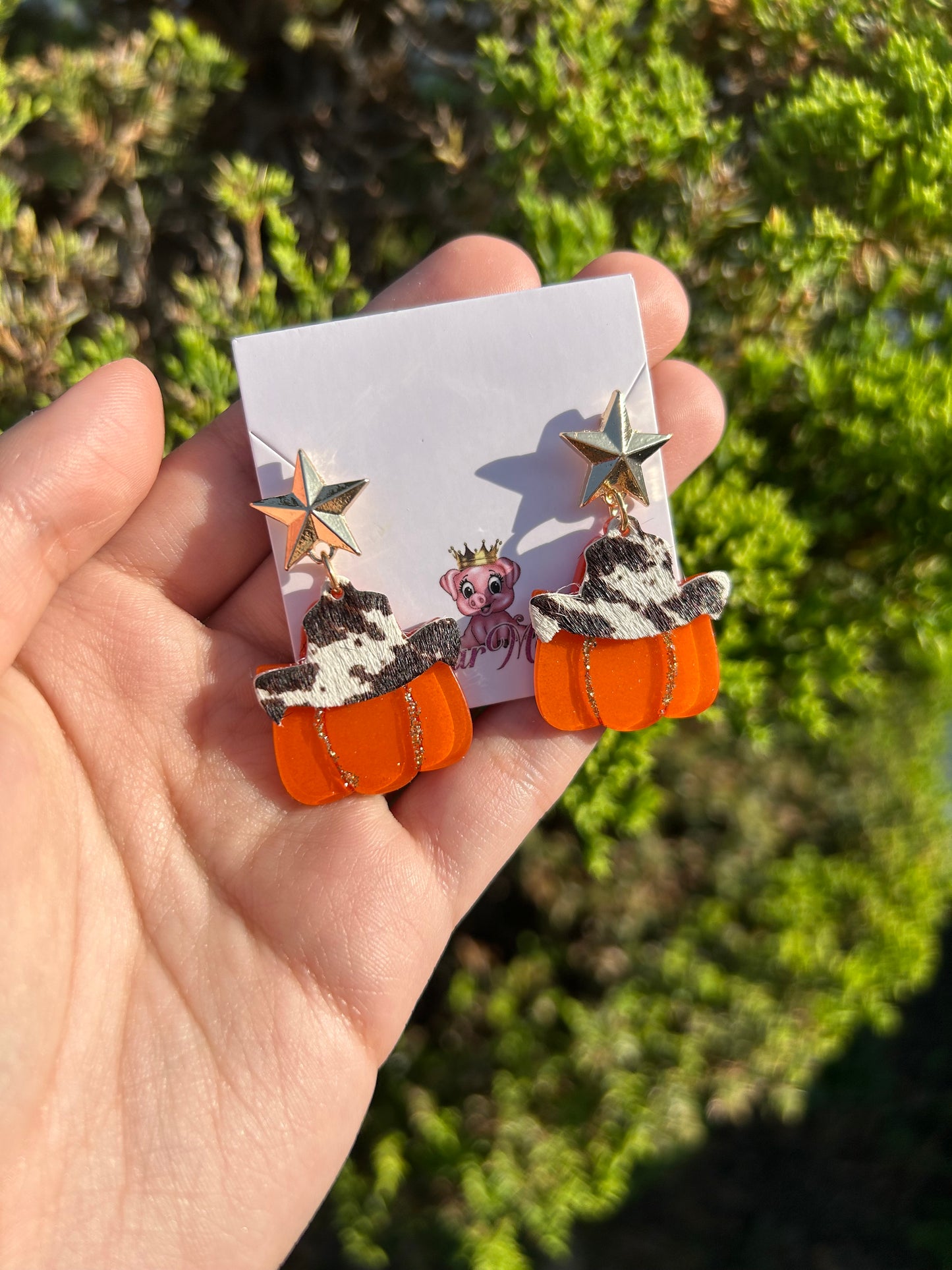 Pumpkin Cowboy Hat Earrings