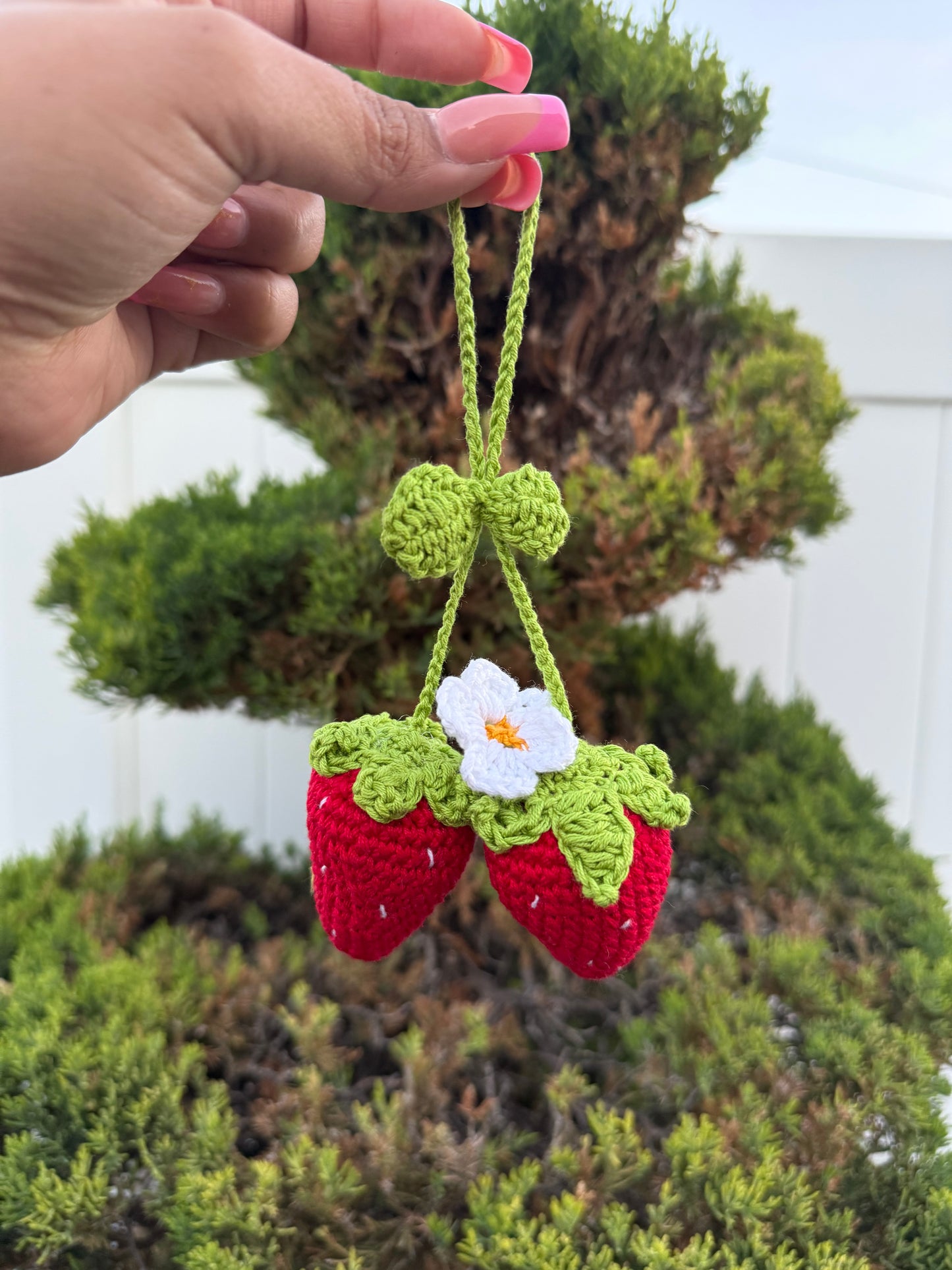 Strawberry Crochet Car Assesories