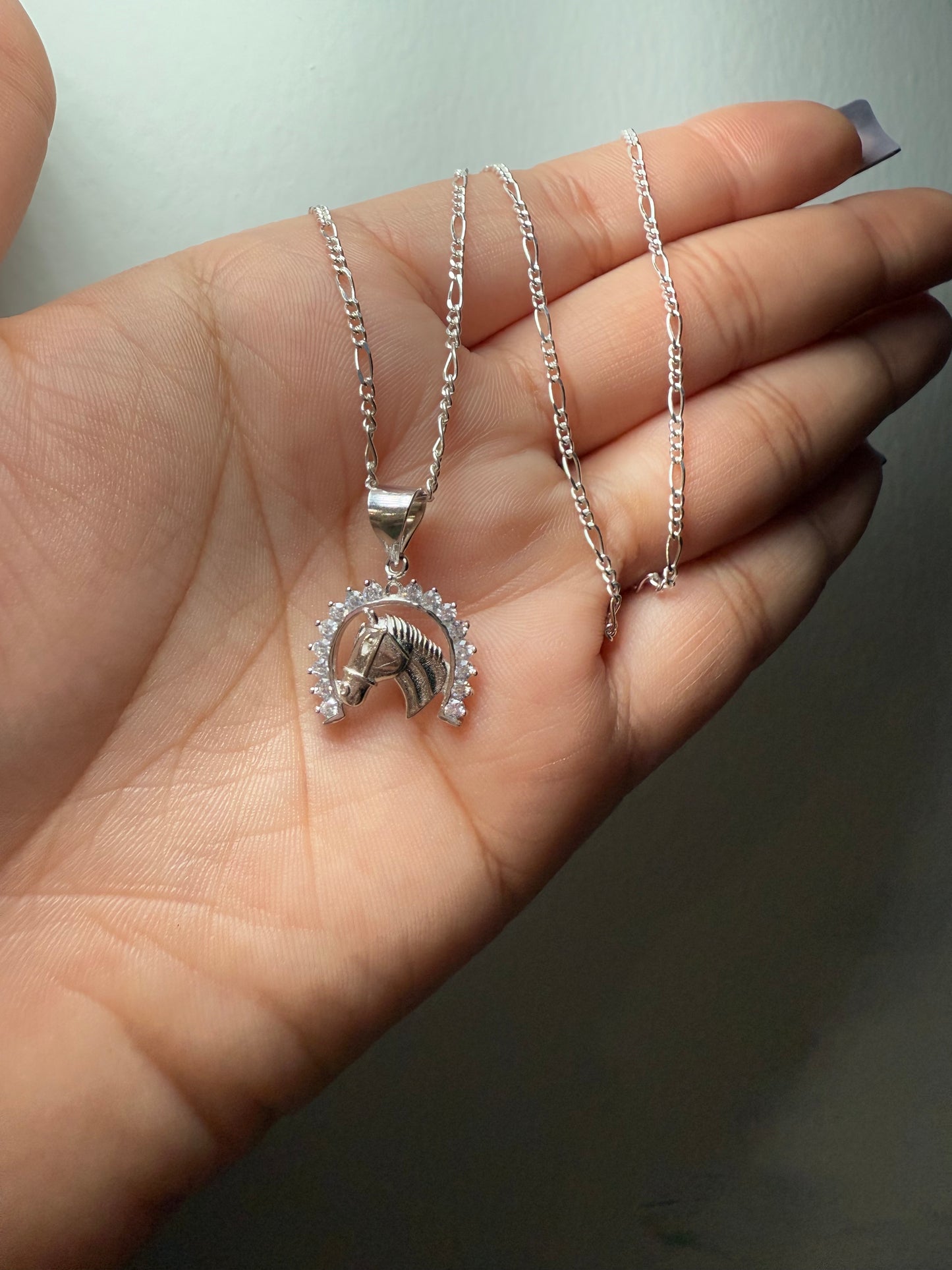 925 Silver Spiked Horseshoe Necklace
