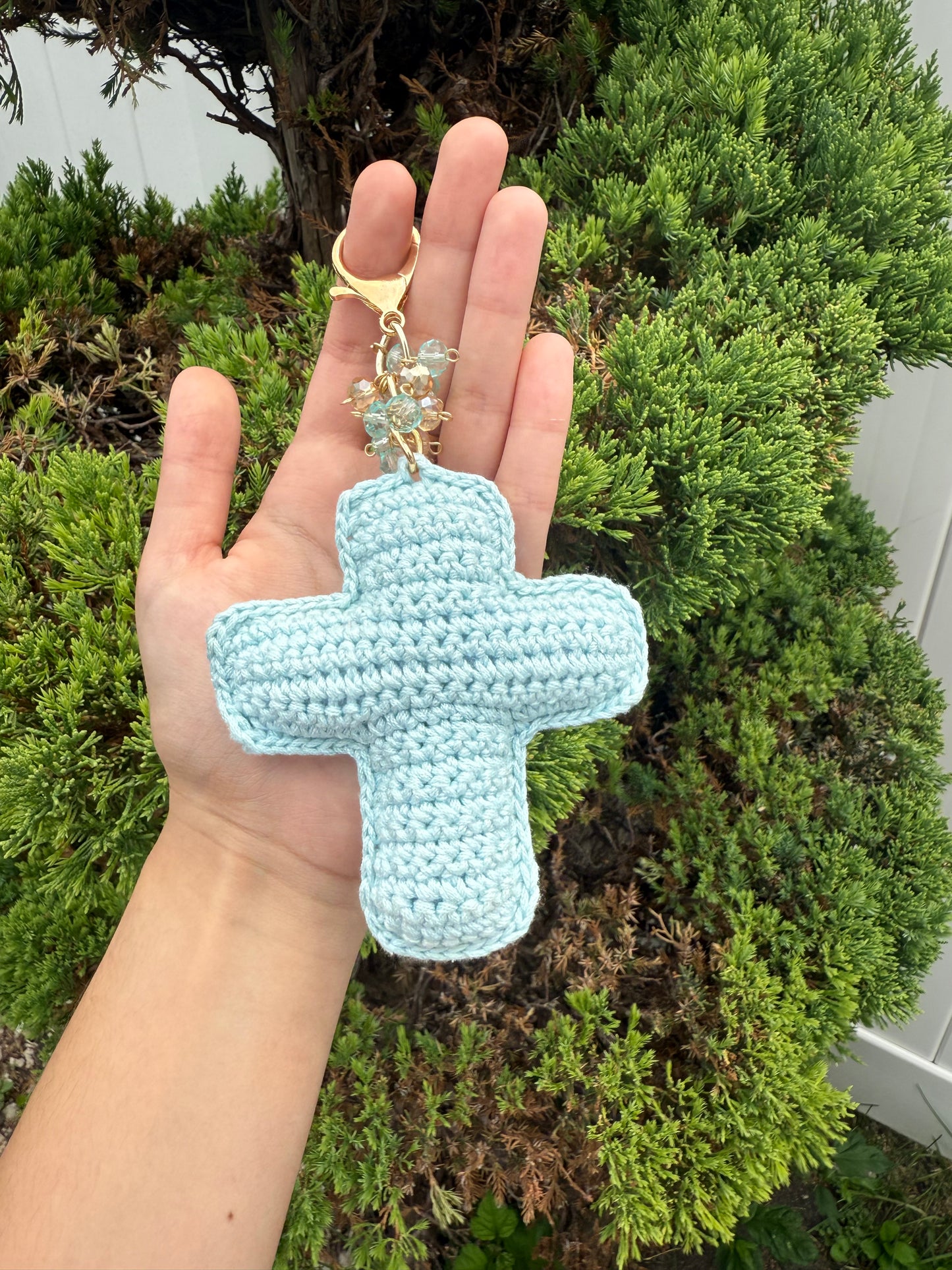 Crochet Cross Keychain