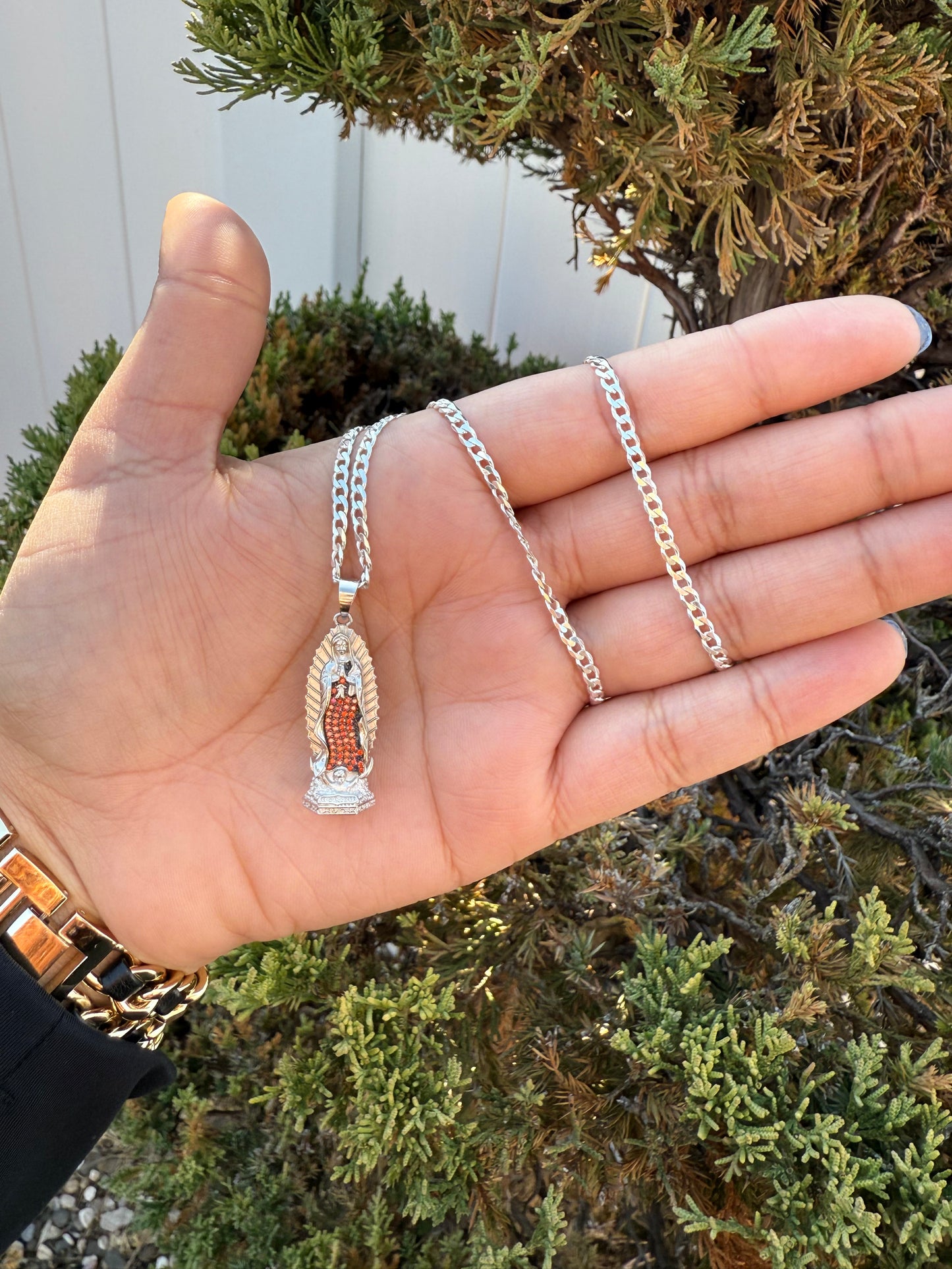 925 Silver Orange Virgen Necklace