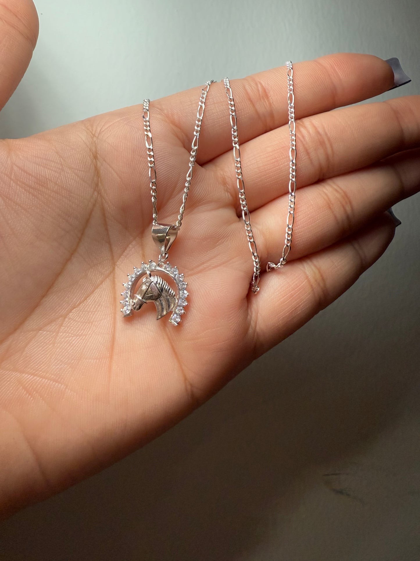 925 Silver Spiked Horseshoe Necklace
