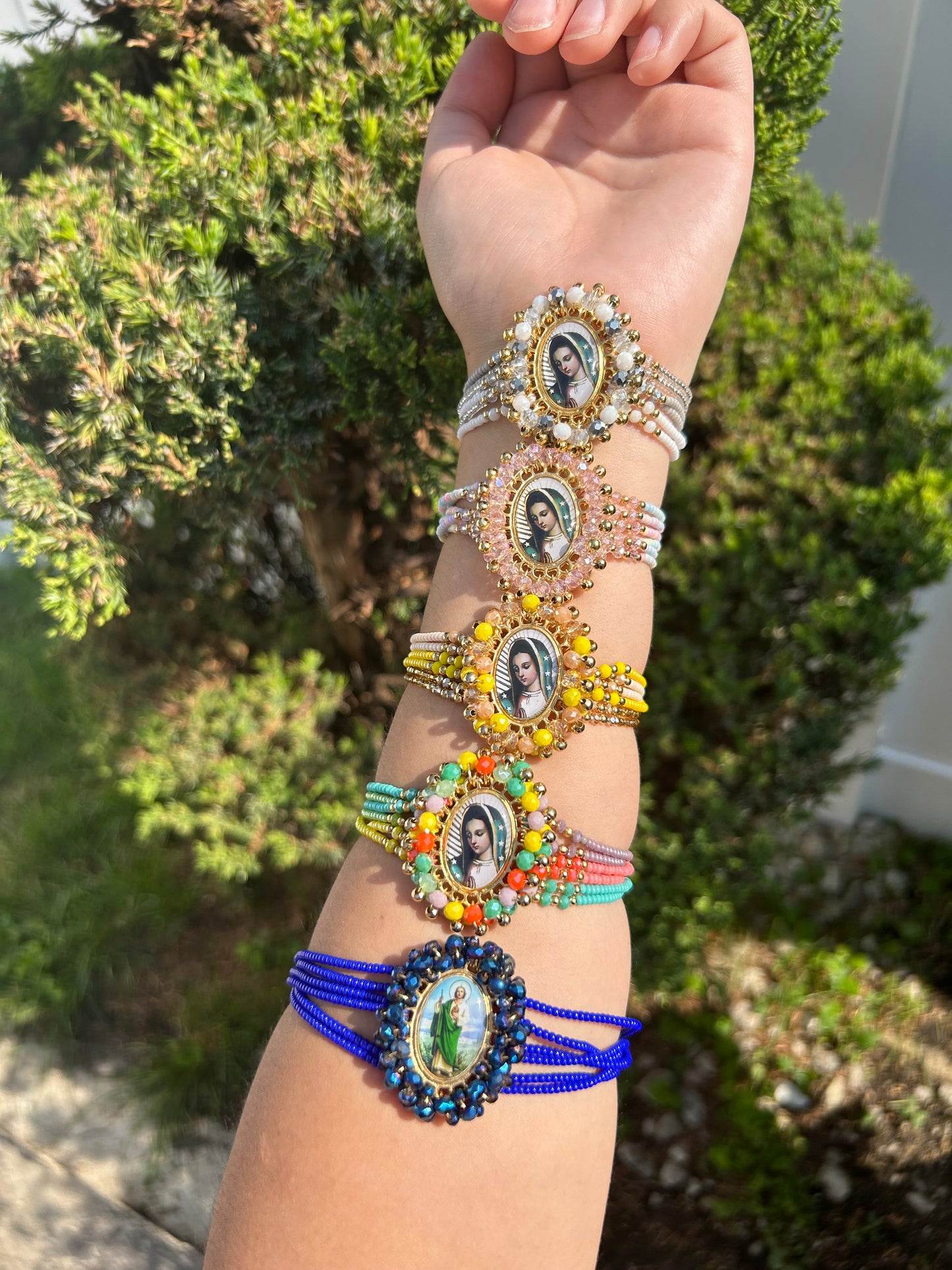 Beaded Virgencita Adjustable Bracelet