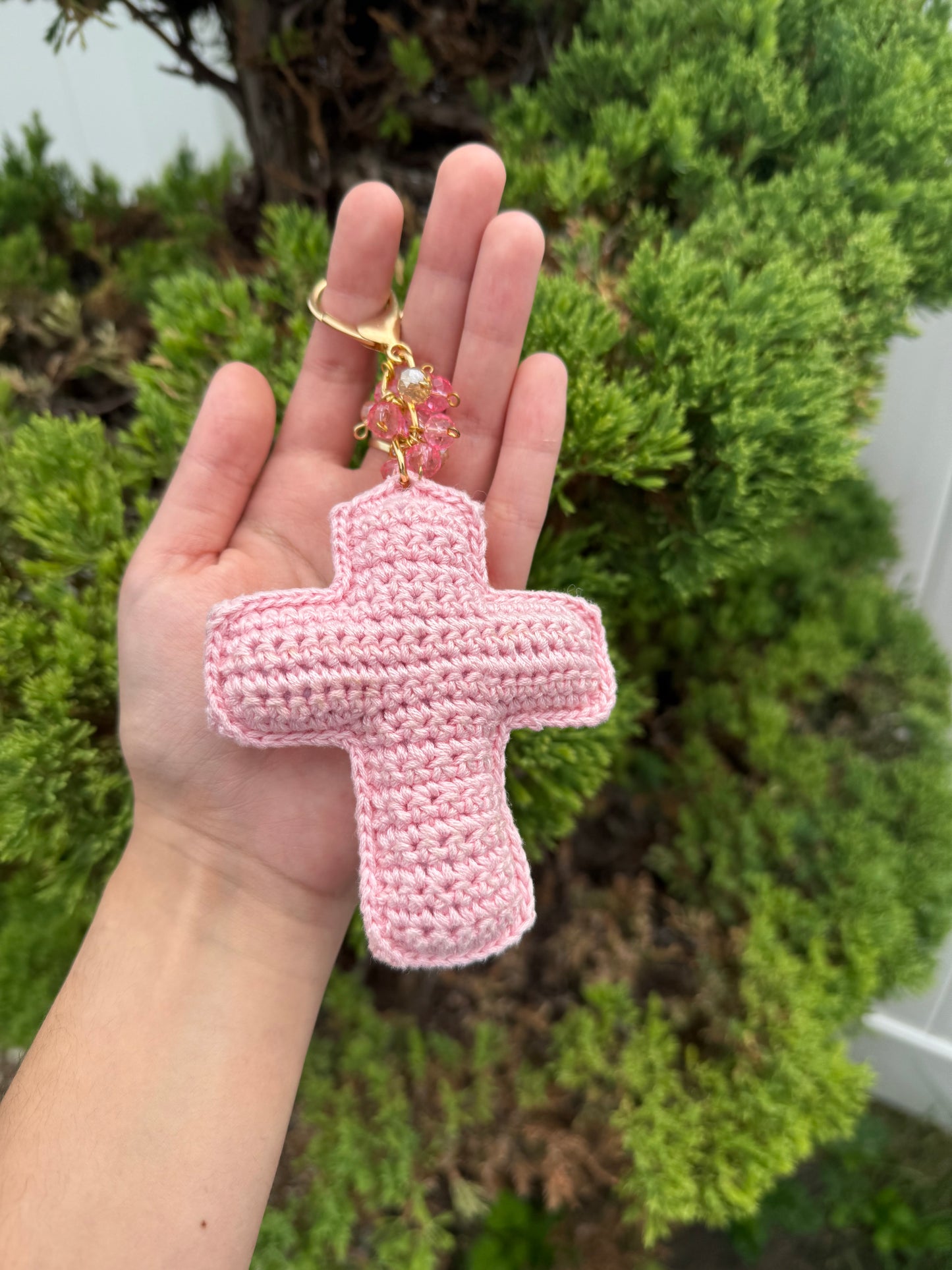 Crochet Cross Keychain