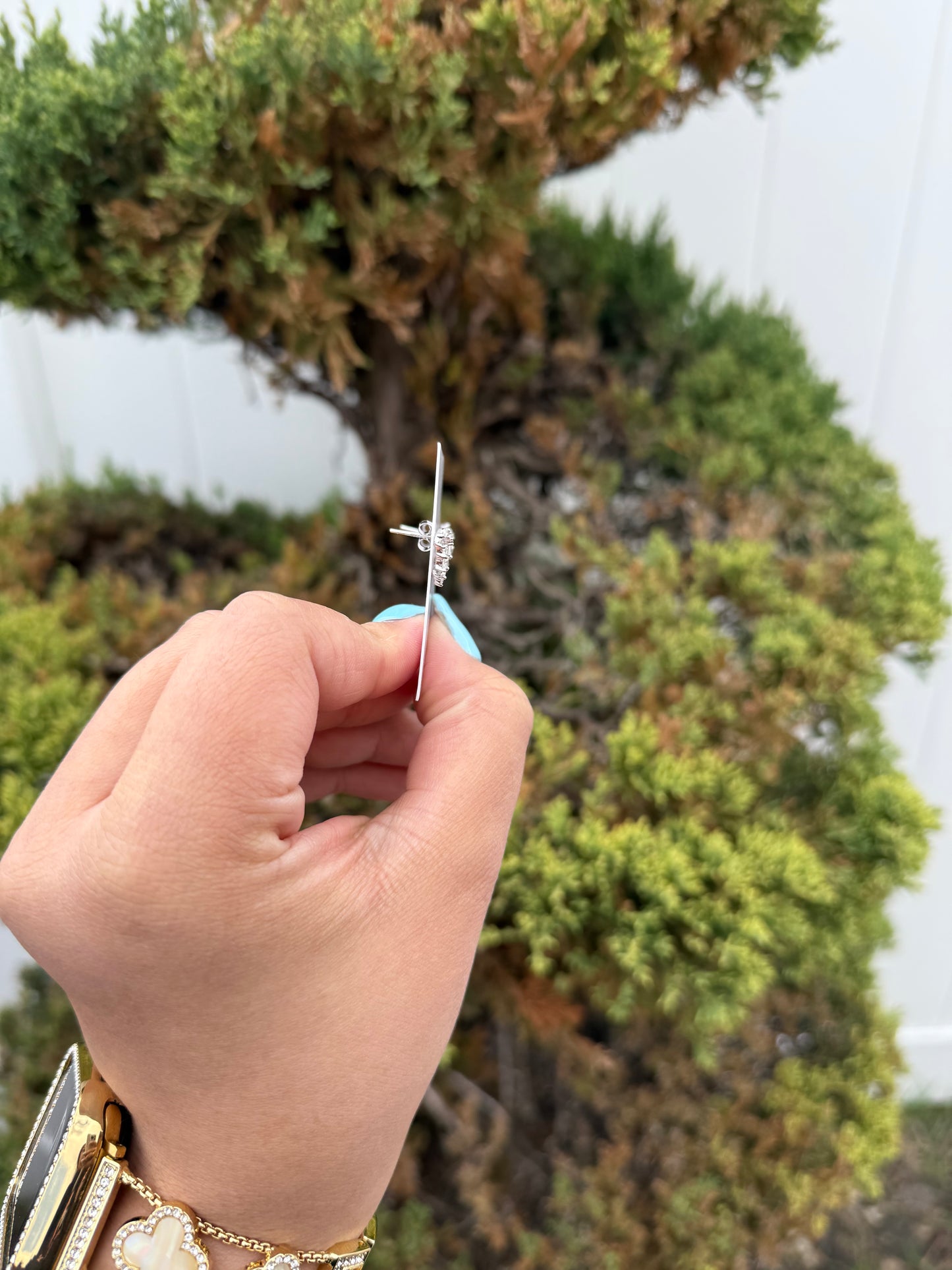 925 Silver Sparkling Heart Studs