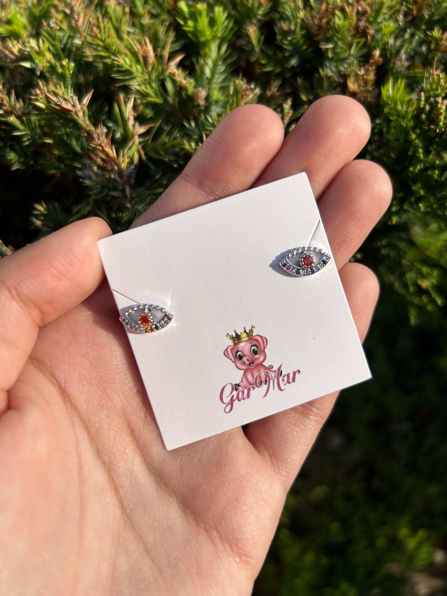 Silver Orange Ojito Studs