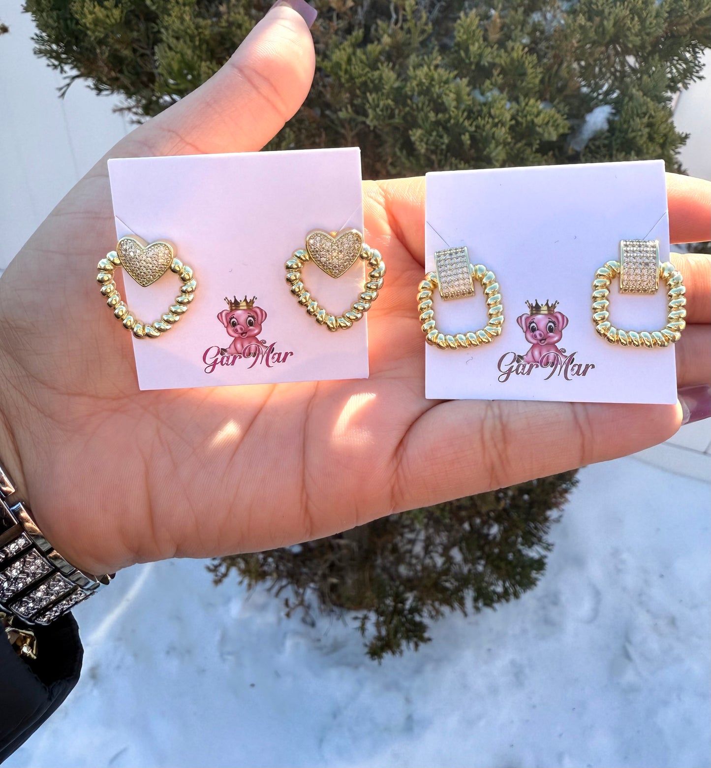 Gold Double Studs
