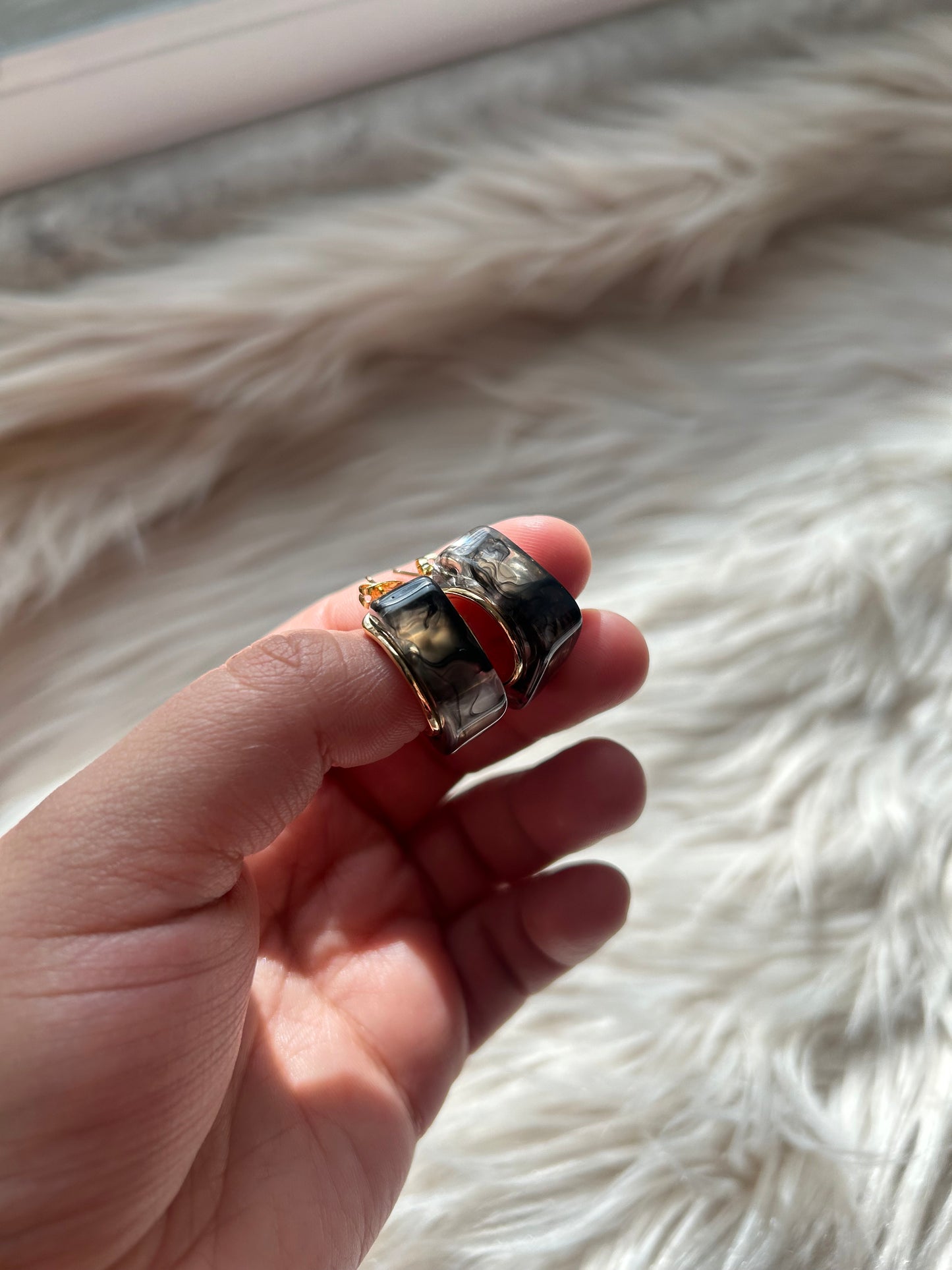 Marble Rectangle Cuff Hoops