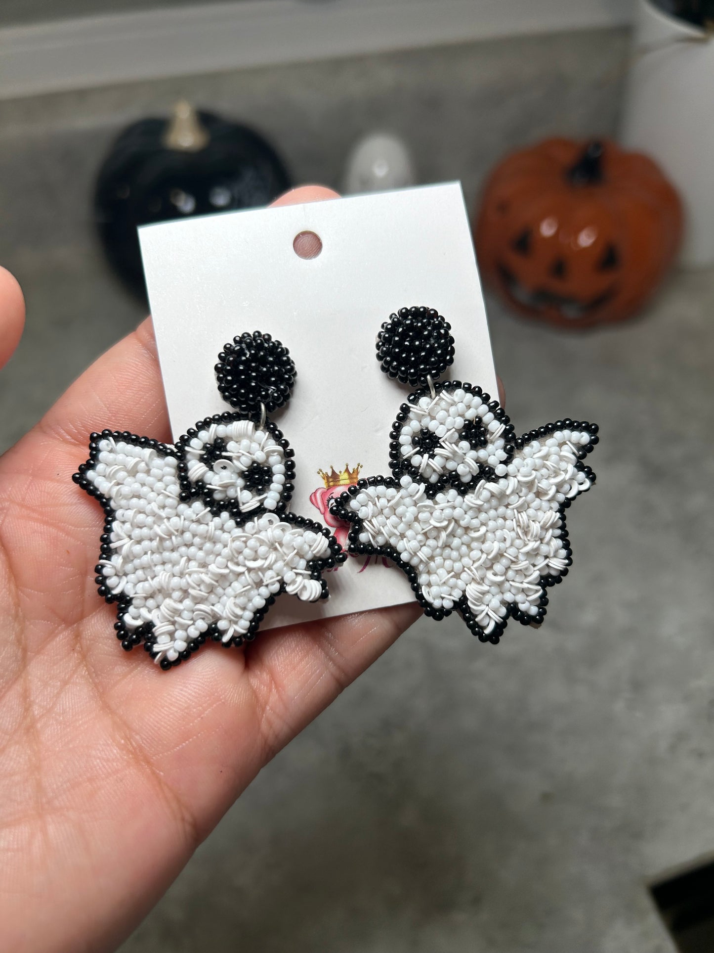 Beaded Ghost Dangles
