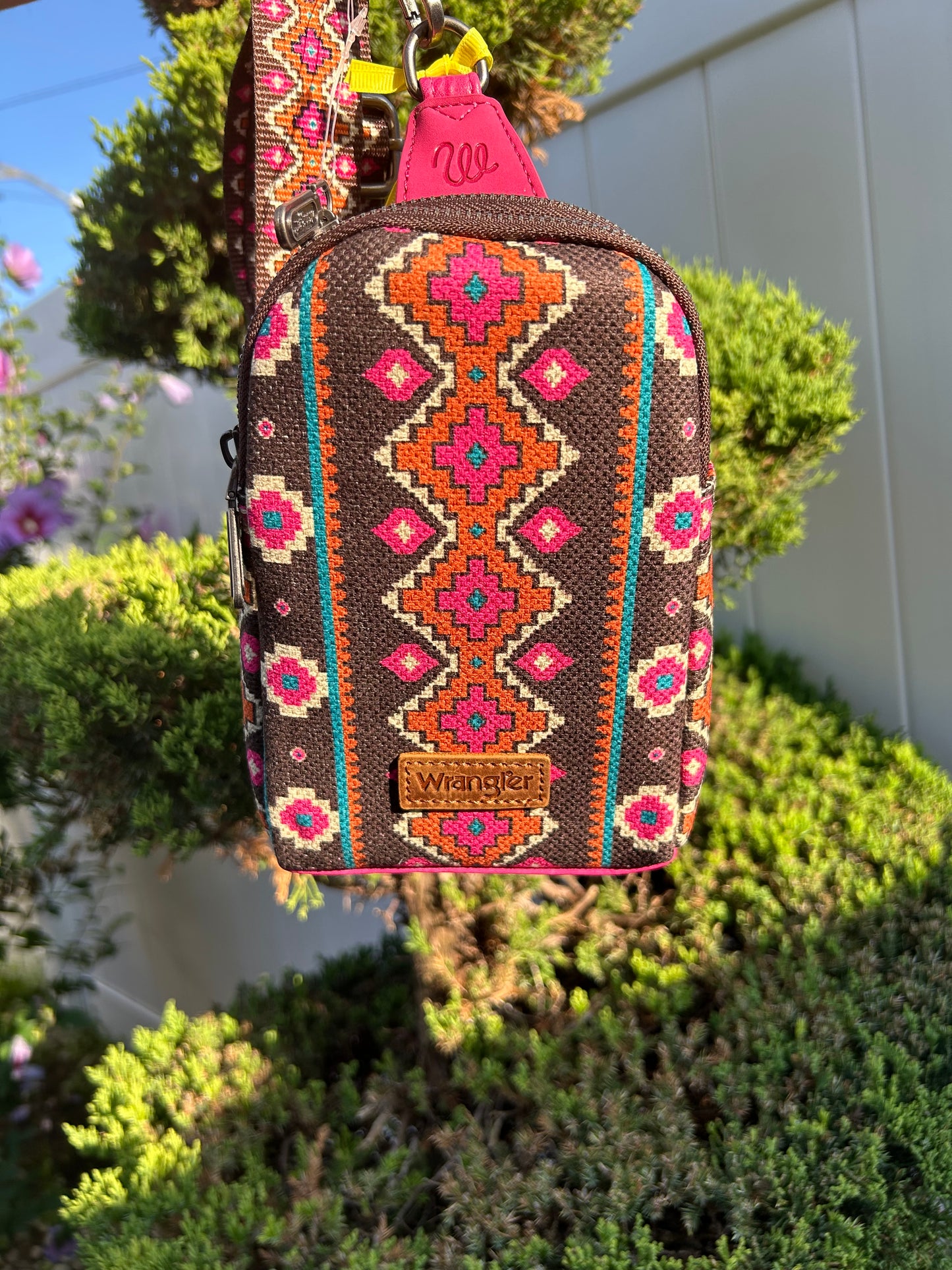 Wrangler Pink Aztec Sling Bag