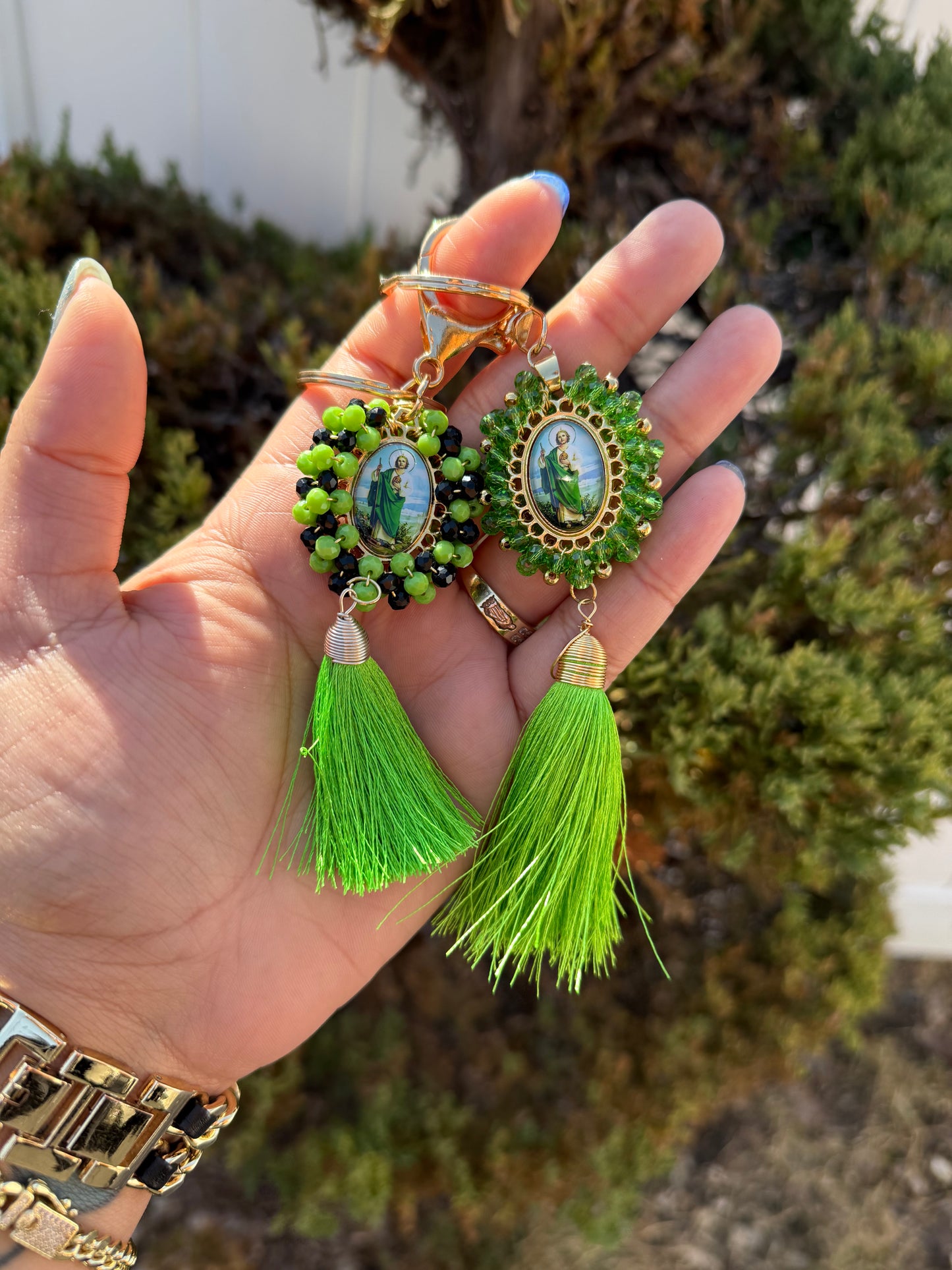 Green  San Judas Keychain