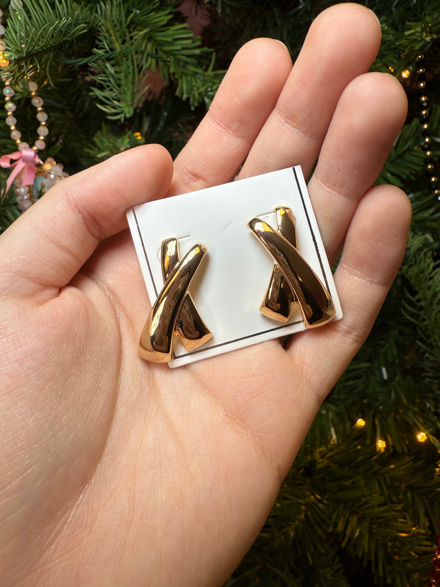 Gold Crossover Studs
