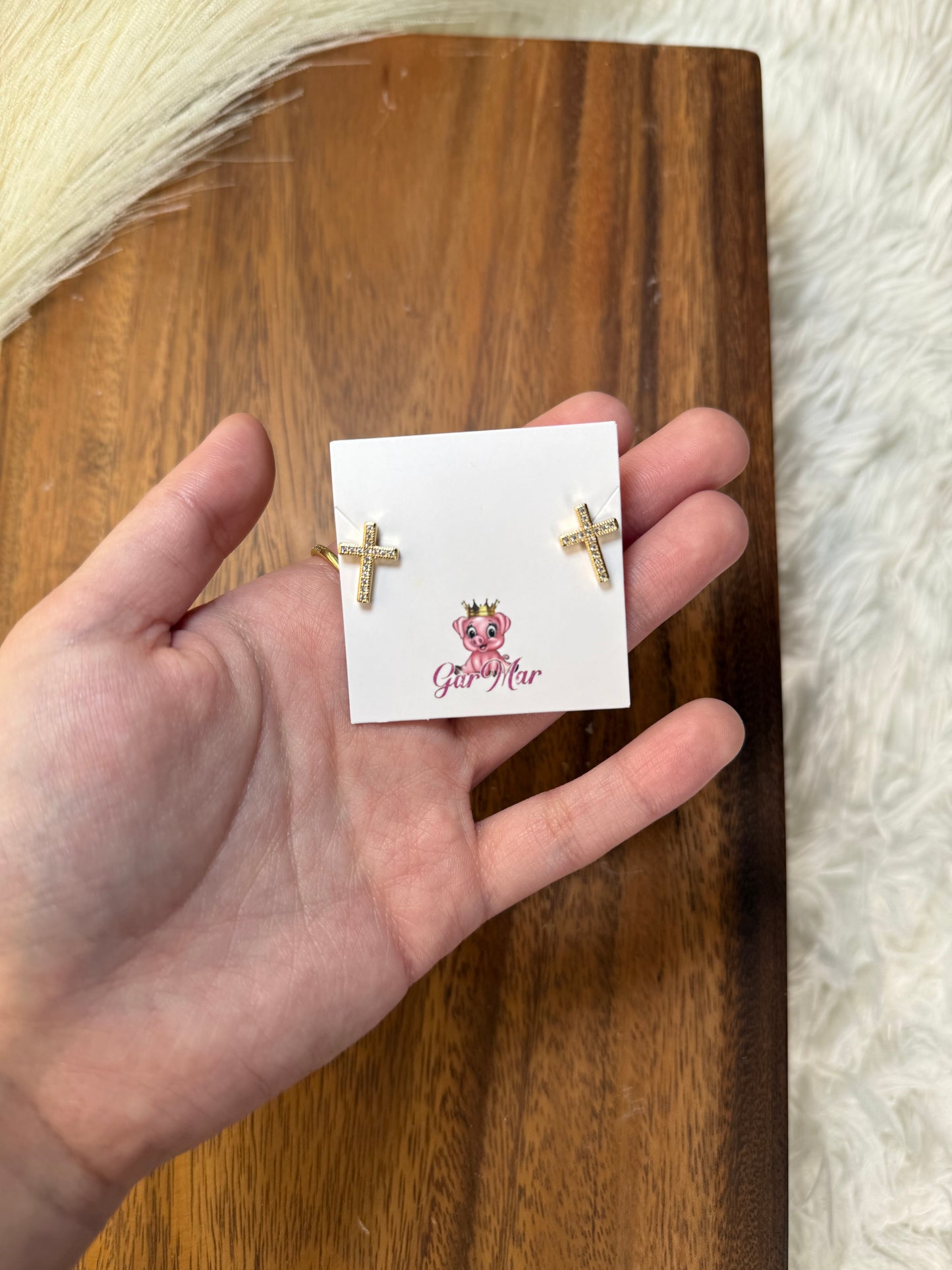 Gold Cross Studs