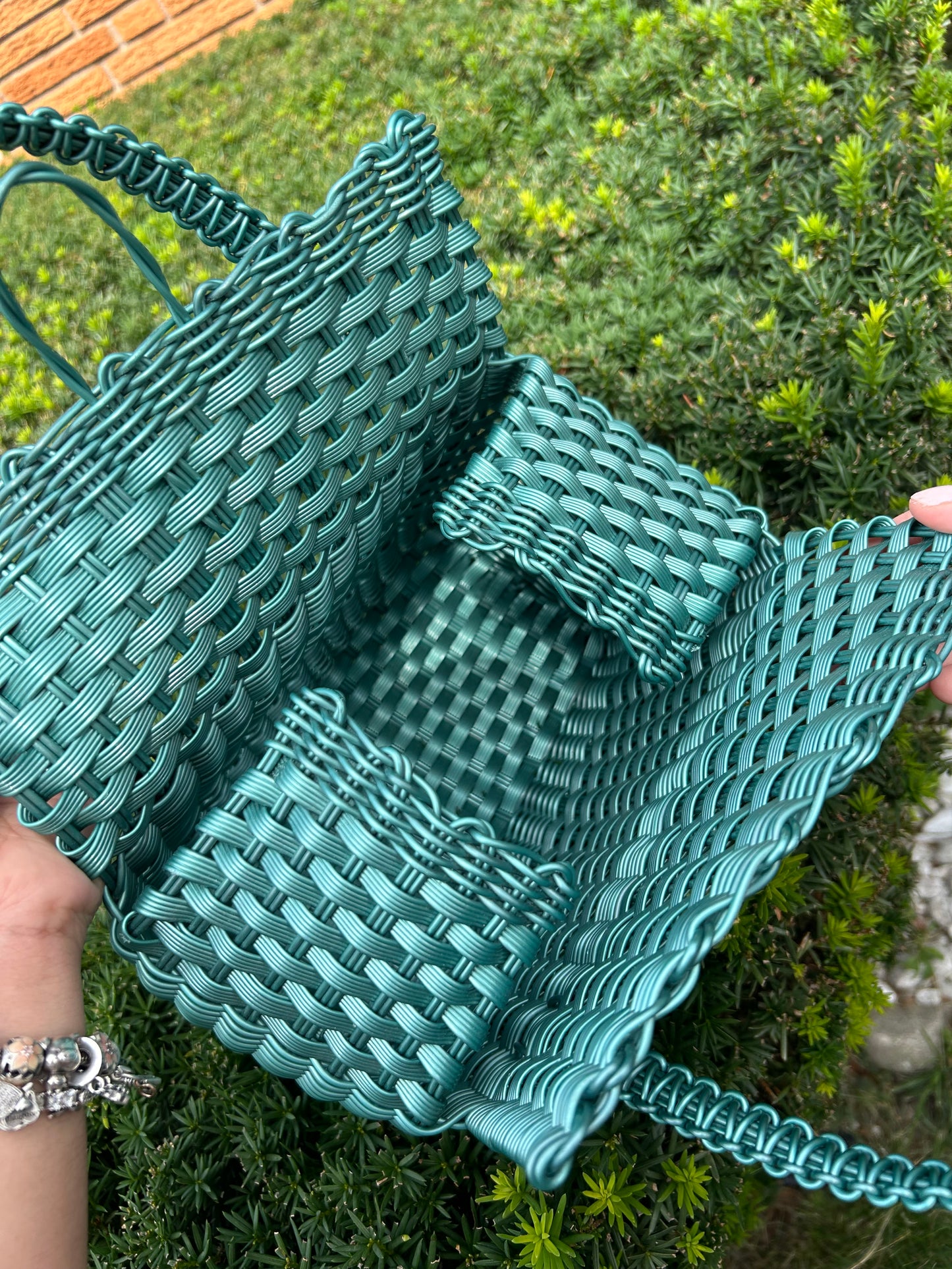 Green Picnic Woven Bag