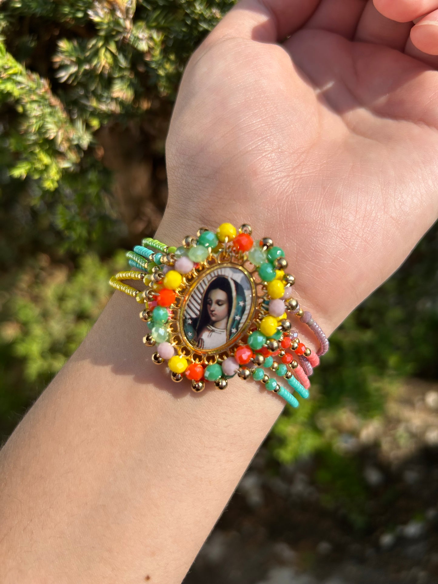 Beaded Virgencita Adjustable Bracelet