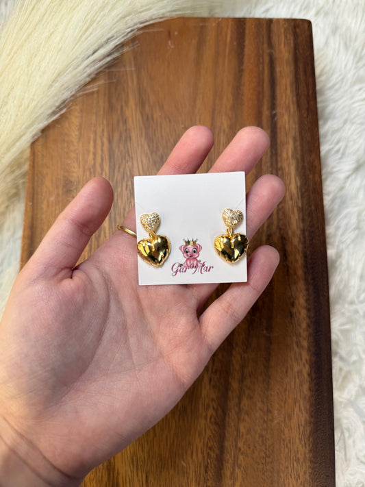 Heart Dangle Studs