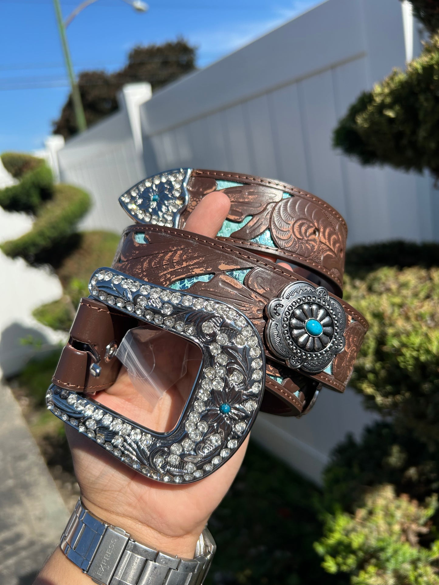 Brown Concho Studded Belt