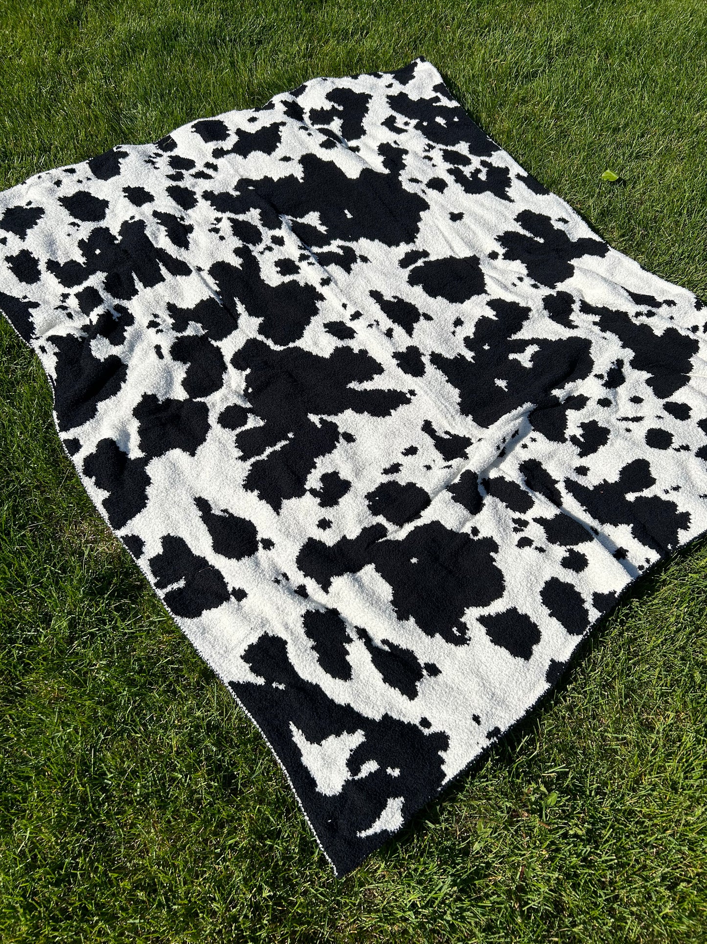 Black Cow Print Throw Blanket