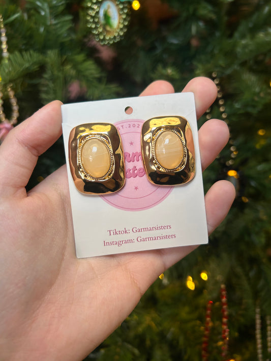 Cream Stone Gold Studs