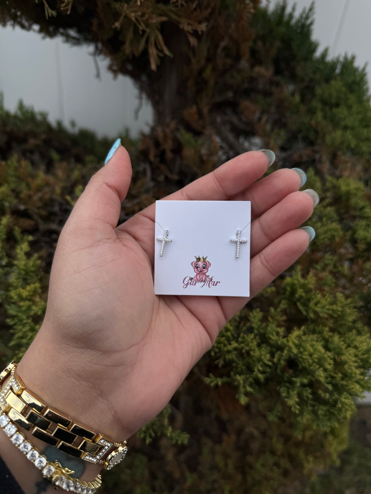 925 Silver Cross Earrings