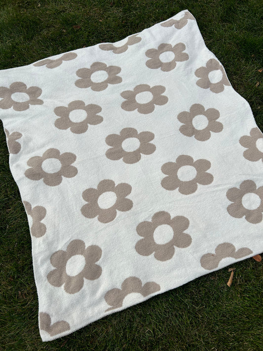 Brown Flower Throw Blanket