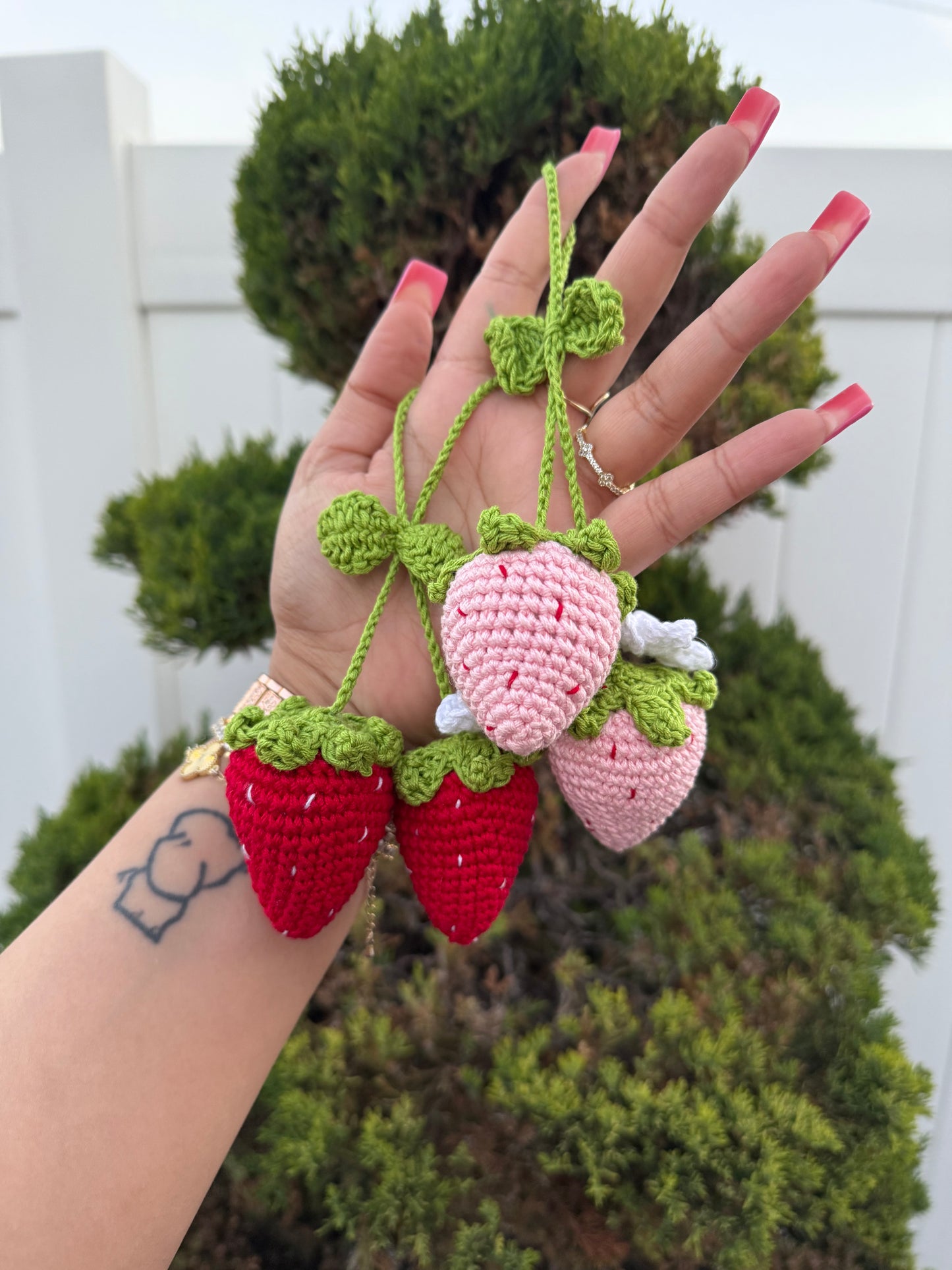 Strawberry Crochet Car Assesories