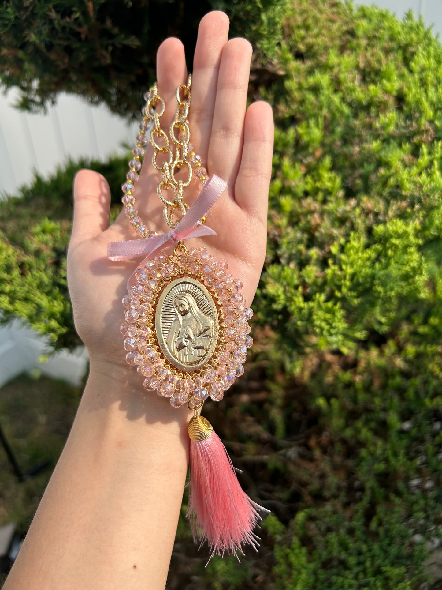 Pink Tassel Virgen De Guadalupe Bendición de Hogar