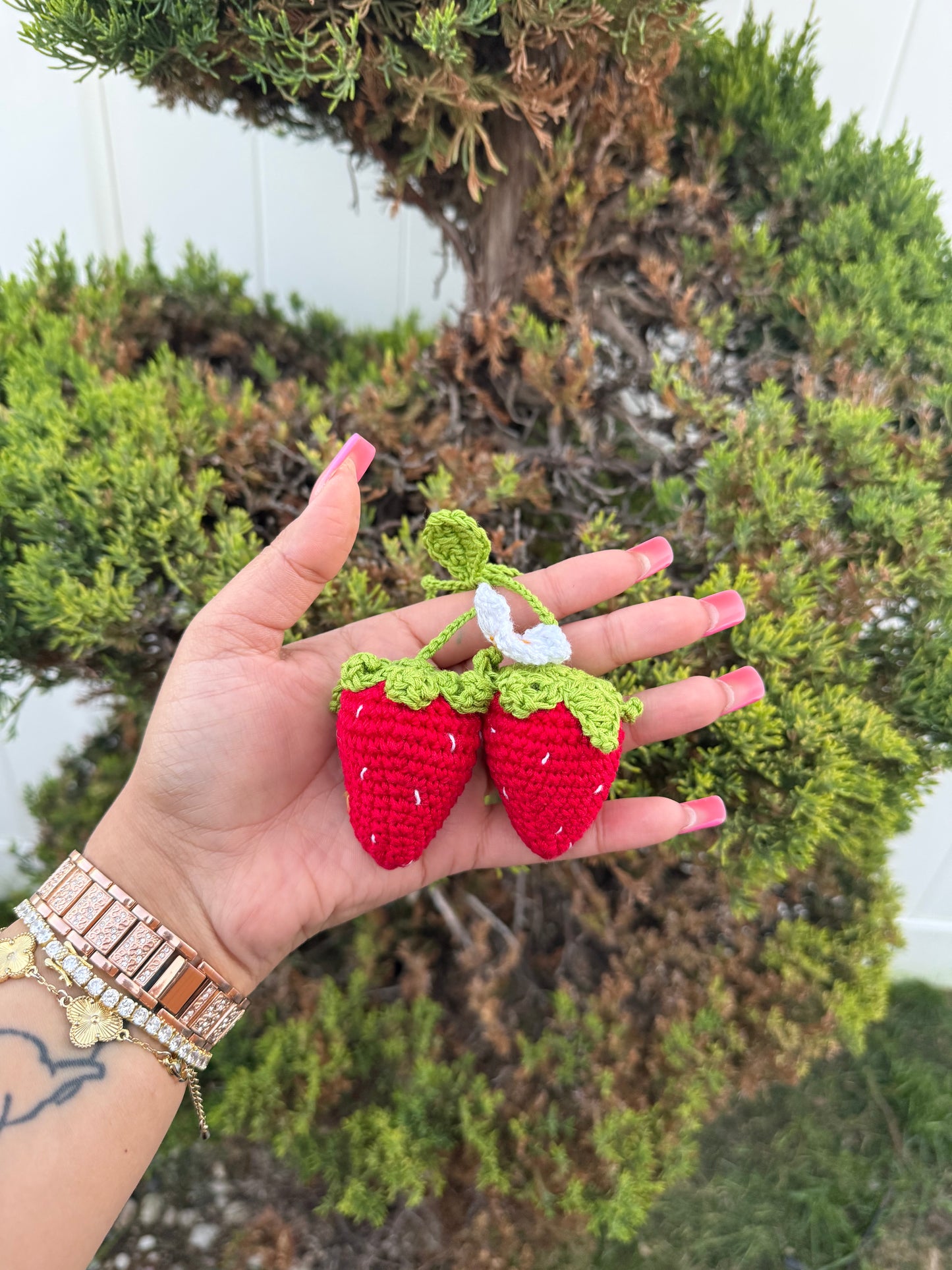 Strawberry Crochet Car Assesories