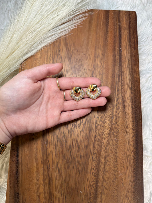 Golden Heart Statement Studs