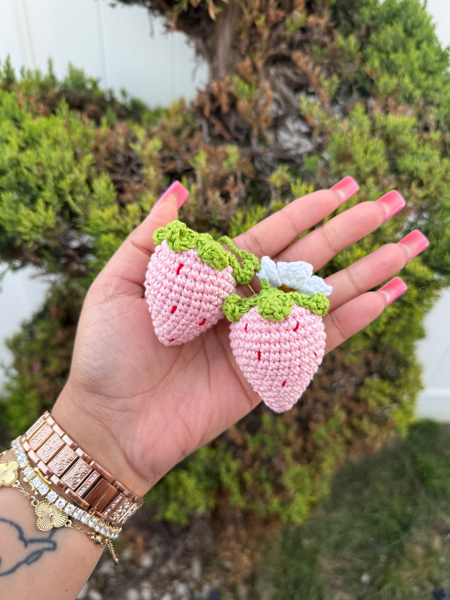 Strawberry Crochet Car Assesories