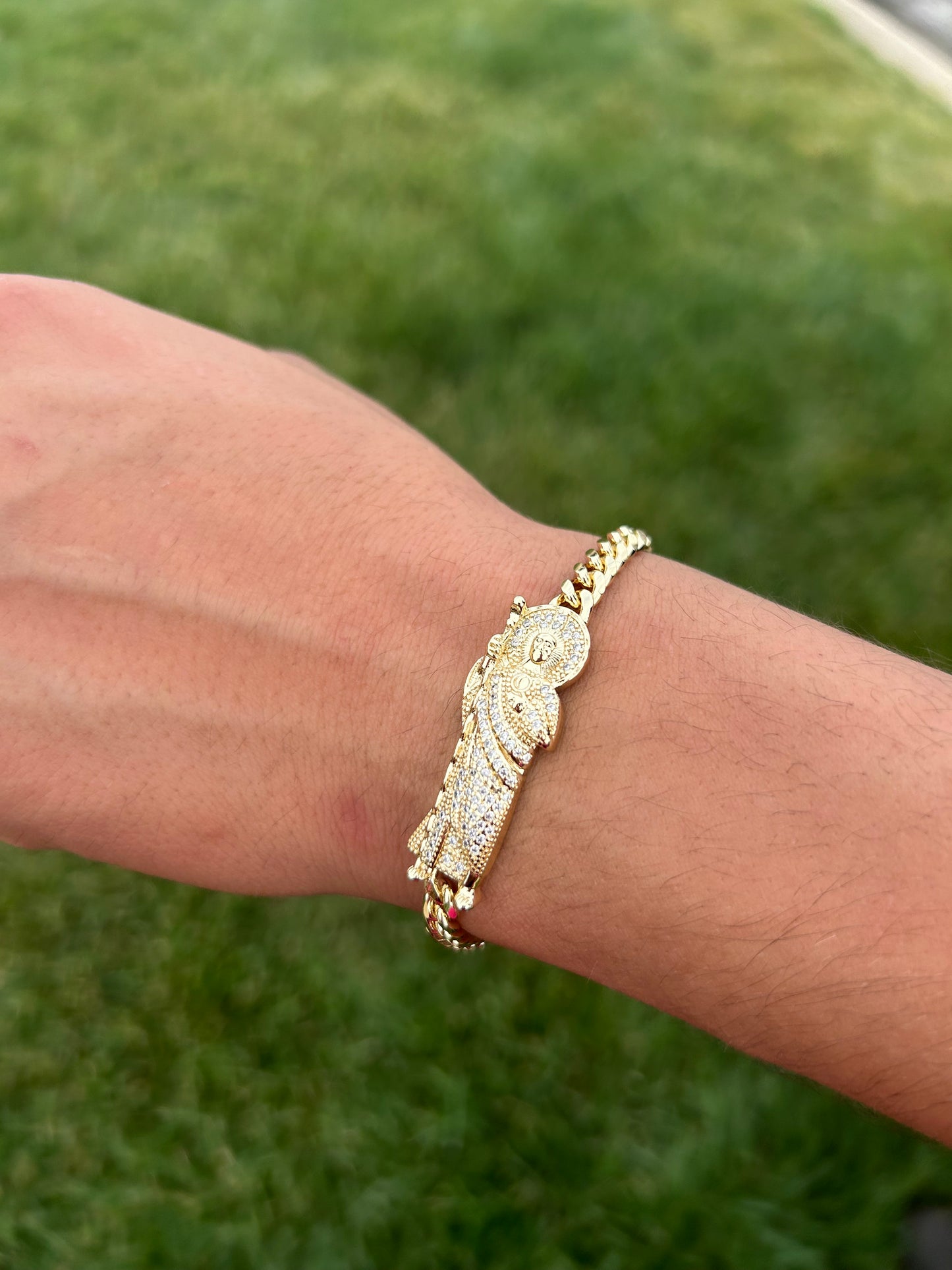 Gold San Judas Chain Link Bracelet