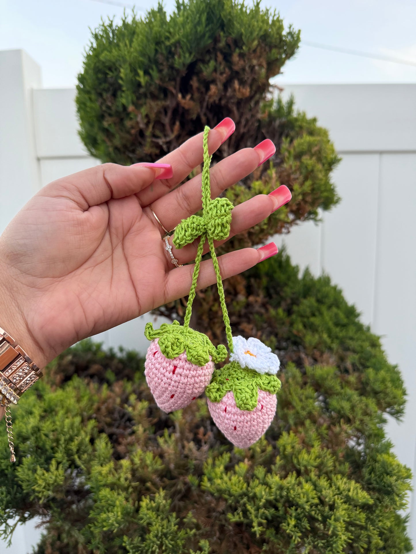 Strawberry Crochet Car Assesories