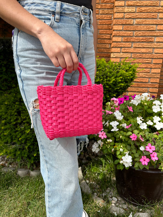 Hot Pink Mini Madado Woven Bag