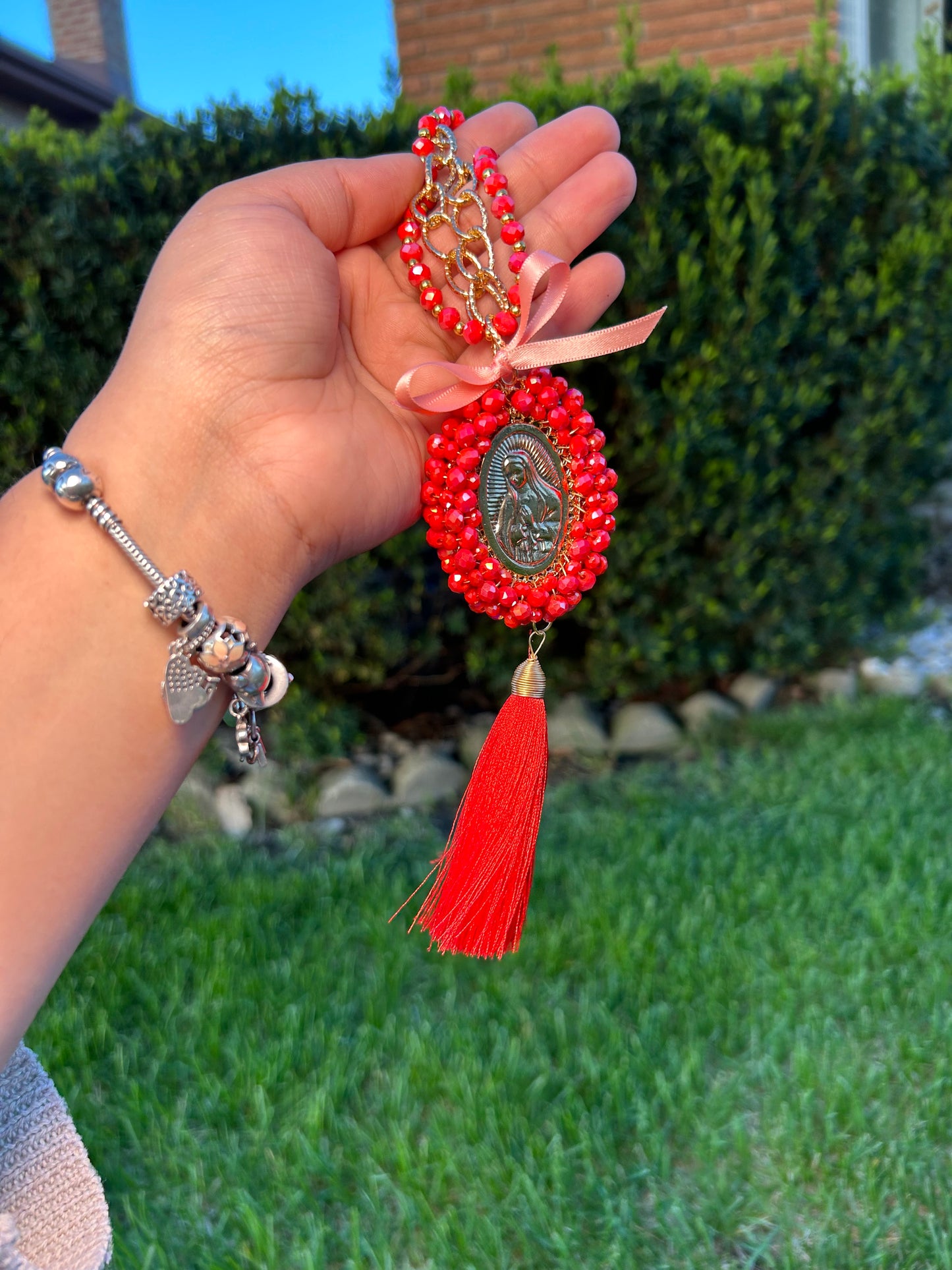 Bright Orange Tassel Virgencita Bendición De Hogar